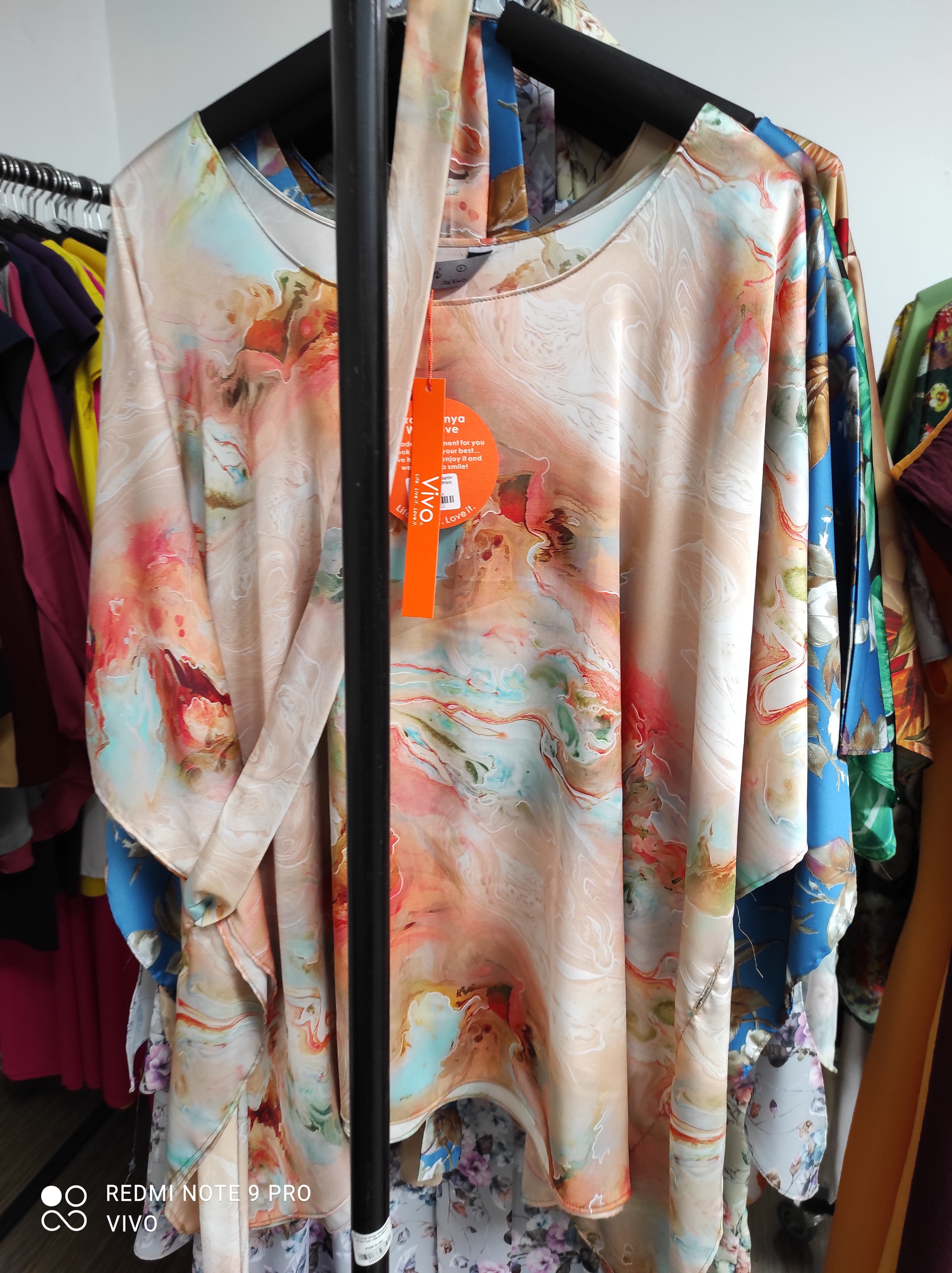 Safari Watamu Satin Top - Orange Floral Print