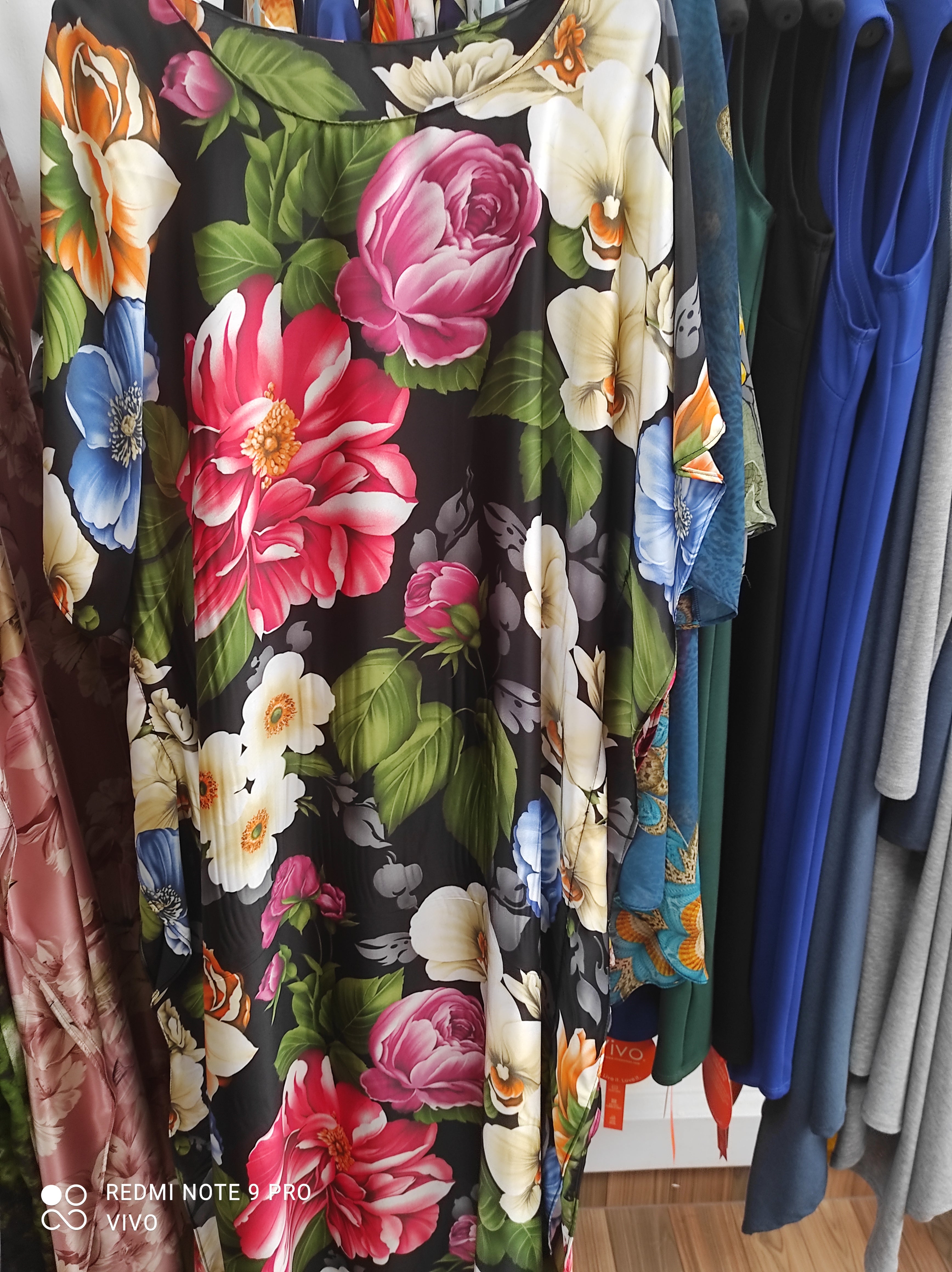 Vivo Satin Maxi Dira Dress - Red Floral Print