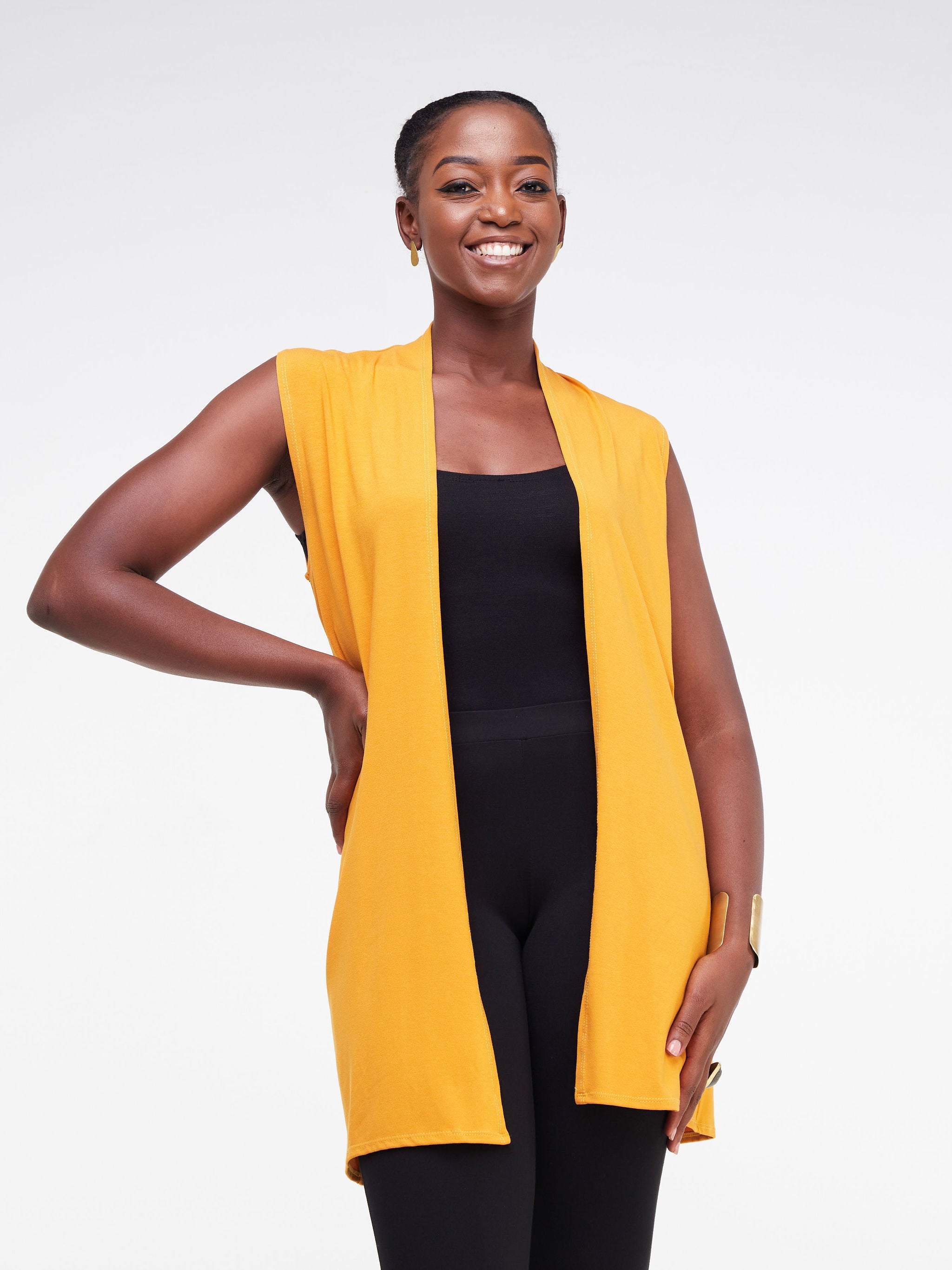 Vivo Basic Sleeveless Midi Jersey Waterfall - Mustard
