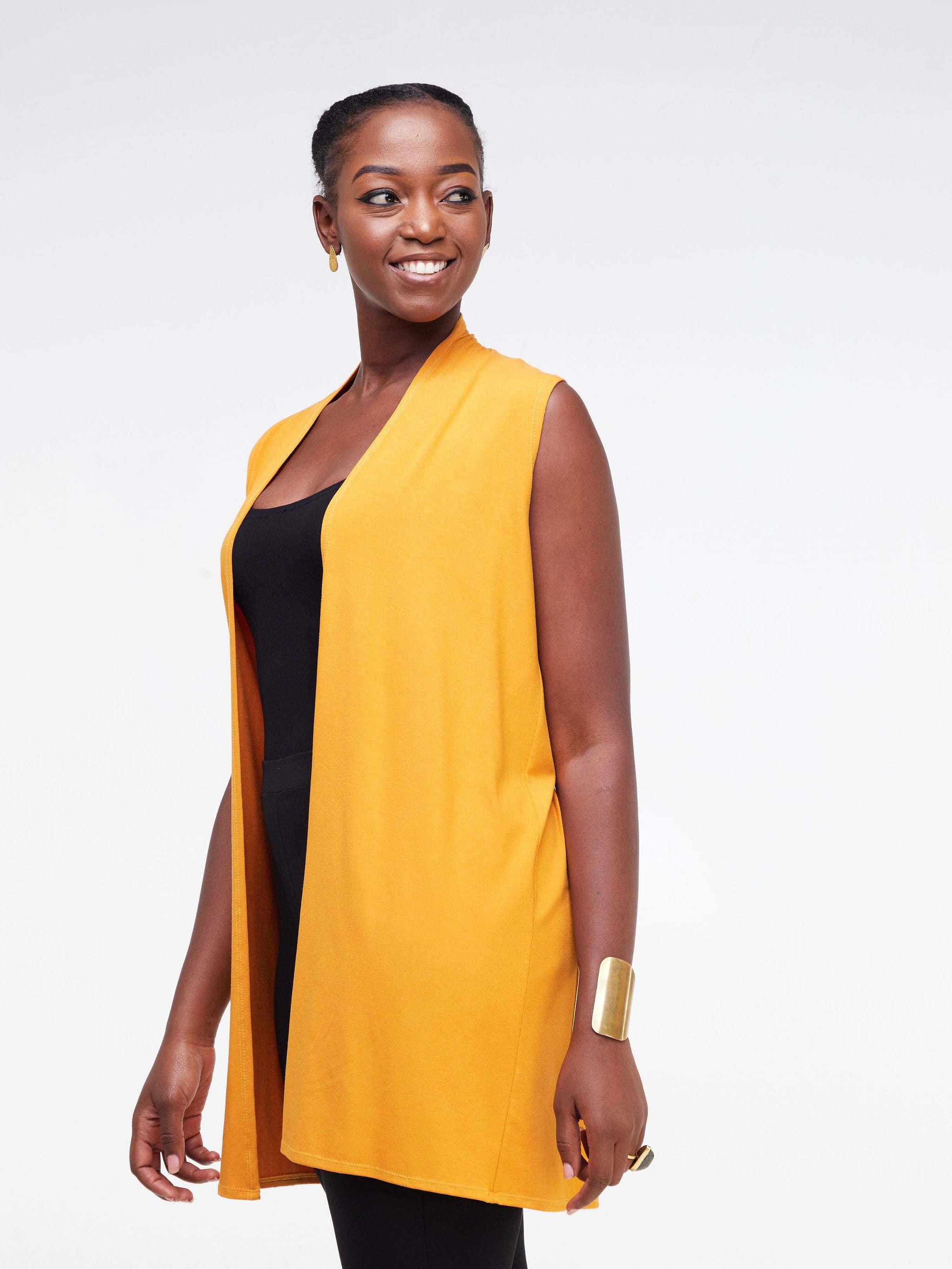 Vivo Basic Sleeveless Midi Jersey Waterfall - Mustard