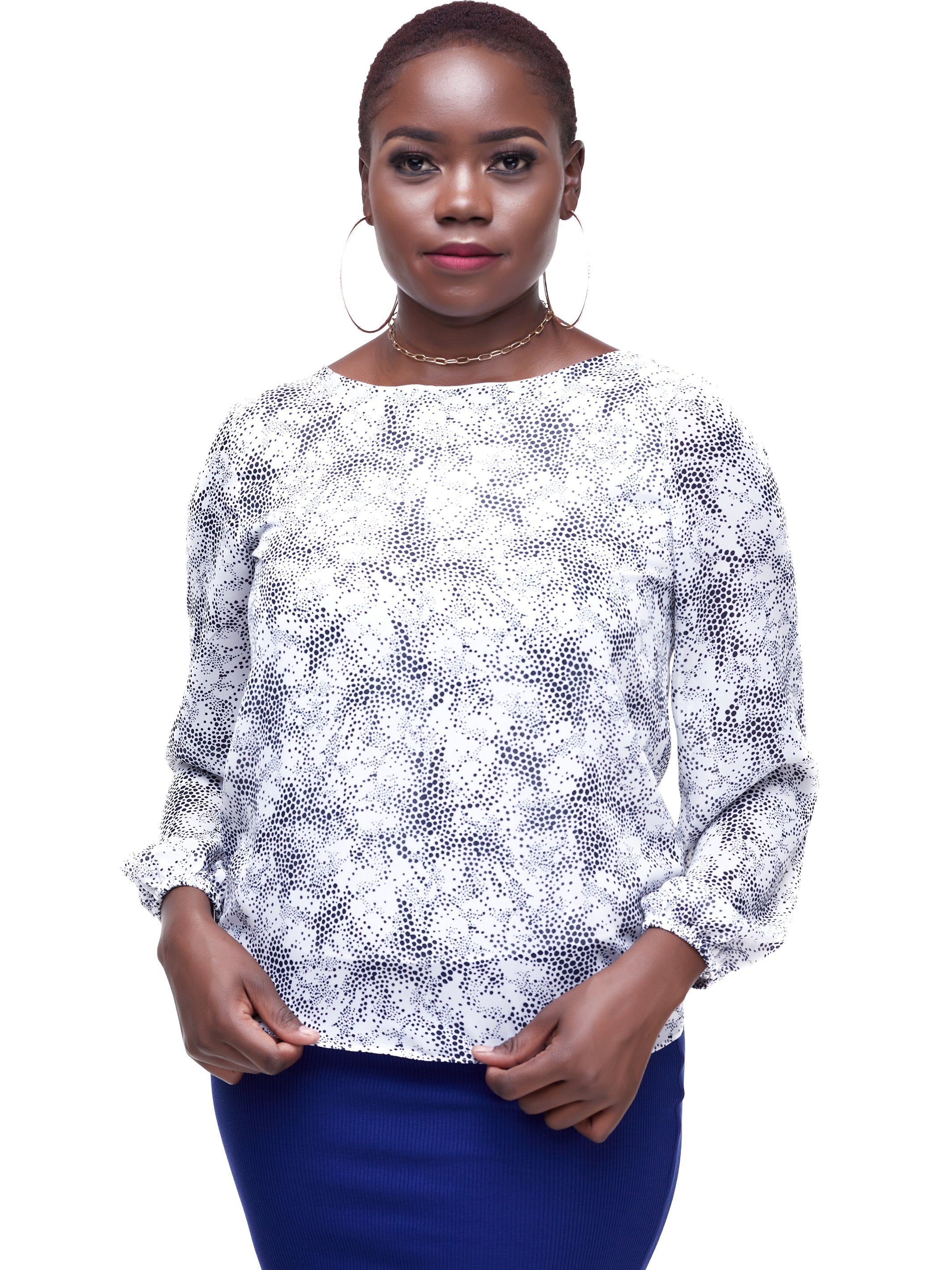 Vivo Basic Cory Top - White Skin Print