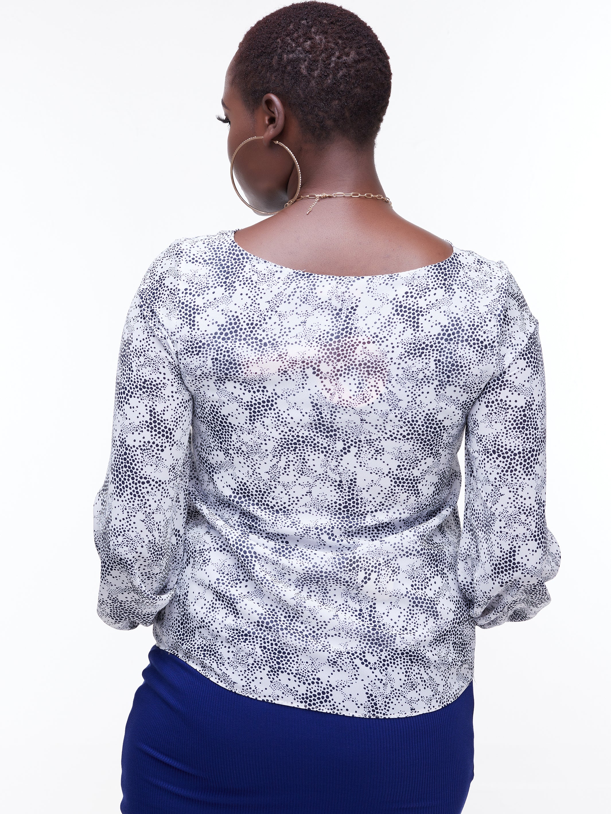 Vivo Basic Cory Top - White Skin Print