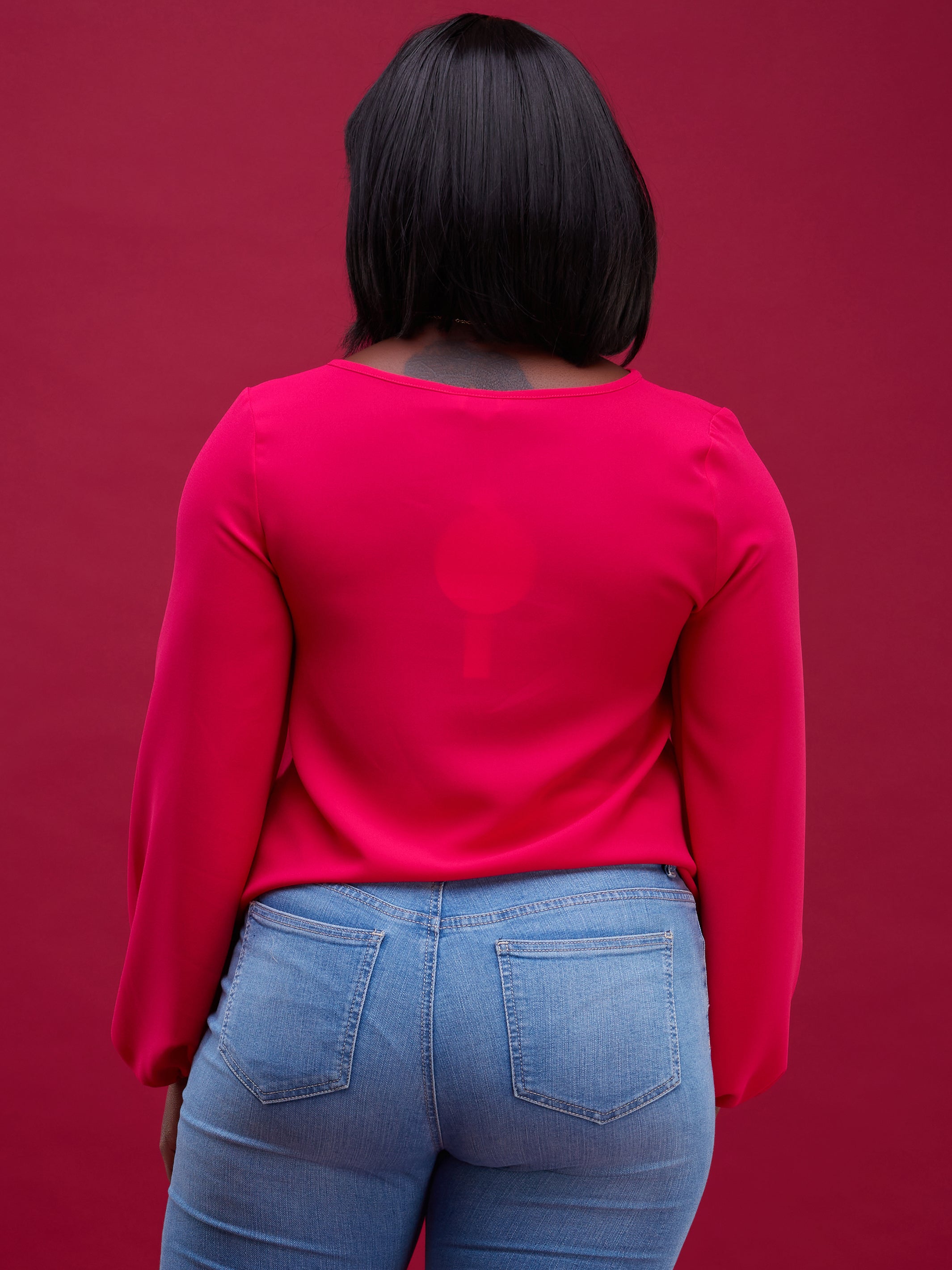 Vivo Basic Long Sleeved Bishop Top - Pink