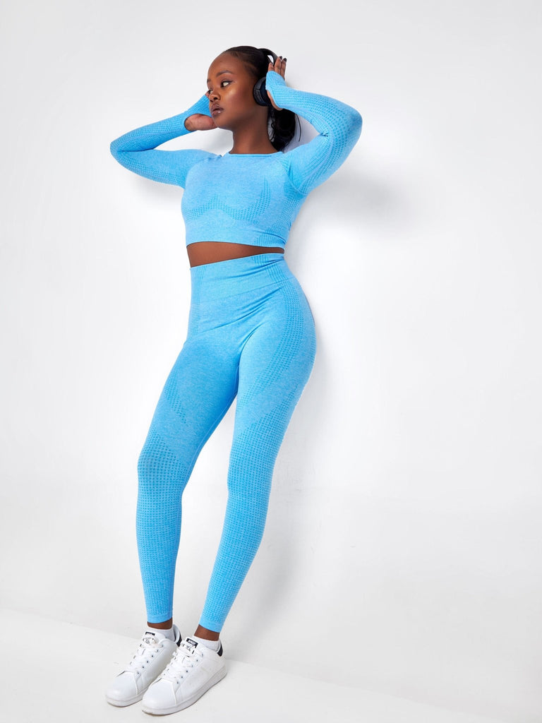Ava Fitness Jasmina 5 Piece Set - Blue - Shopzetu
