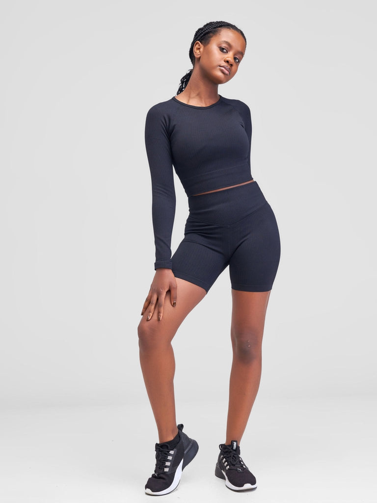 Ava Fitness Amana 4 Piece Set - Black - Shopzetu