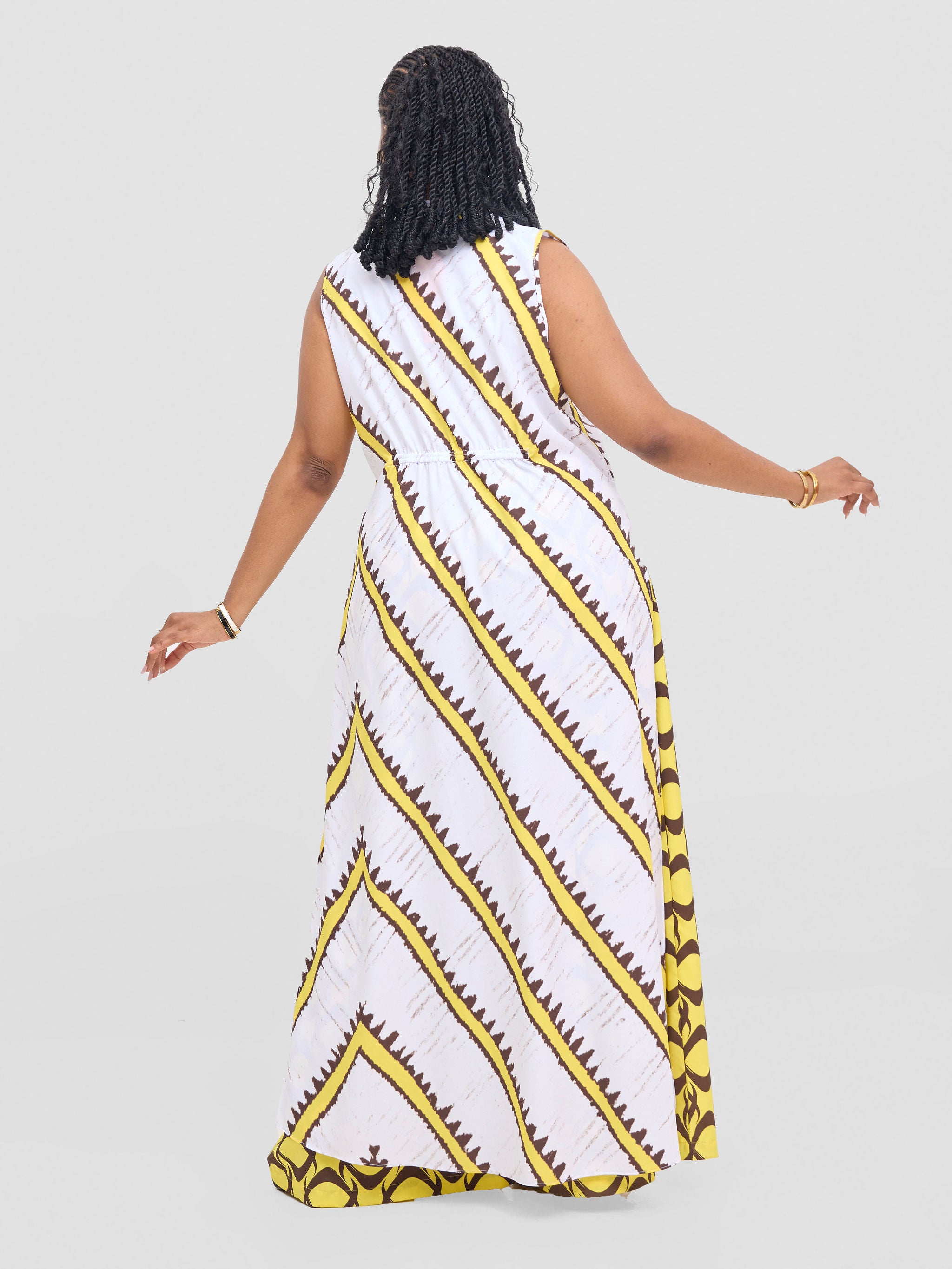Vivo Isabi Sleeveless Kimono - White / Yellow Sabi Print