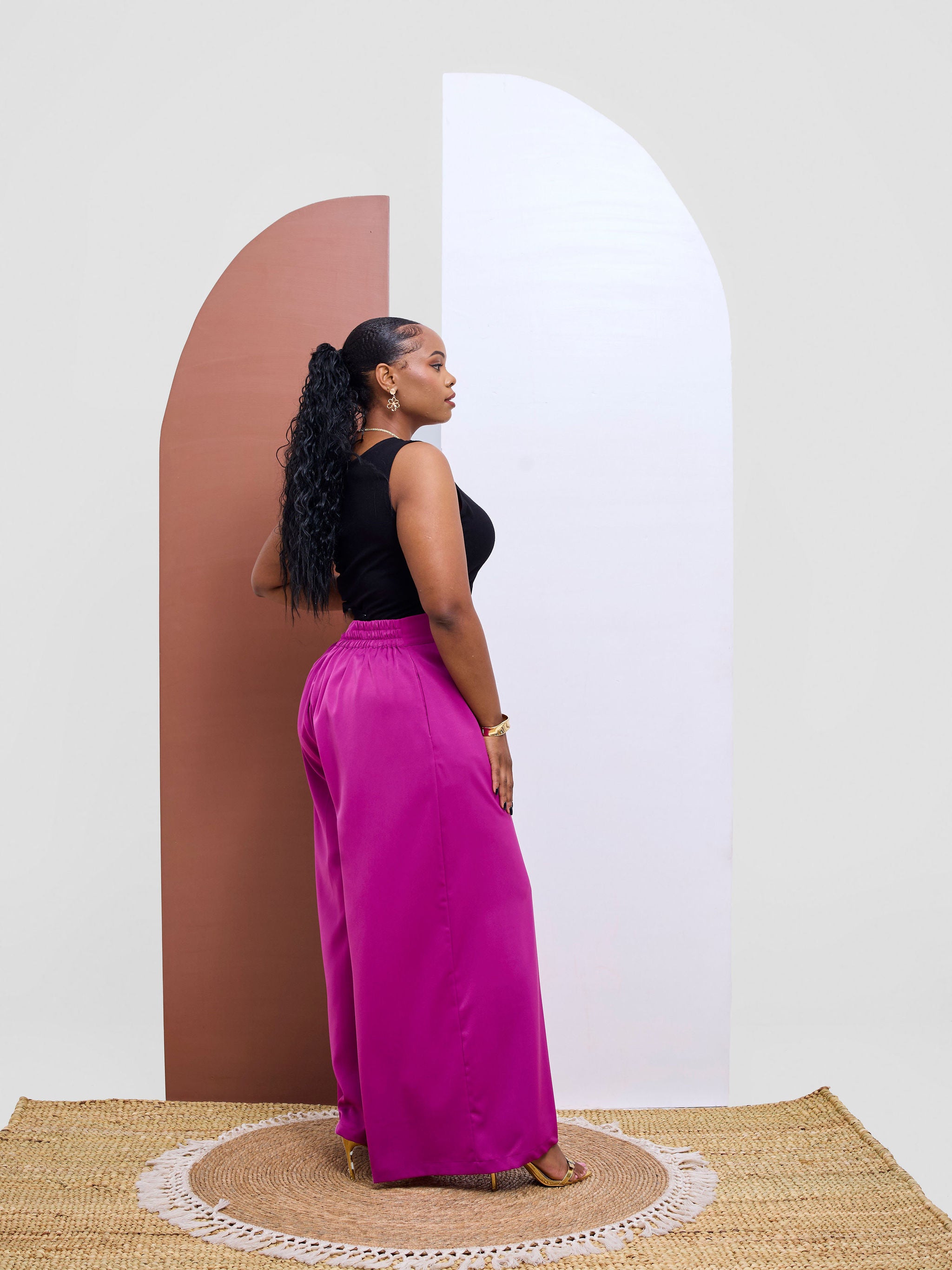 Vivo Basic Crepe Pants - Magenta