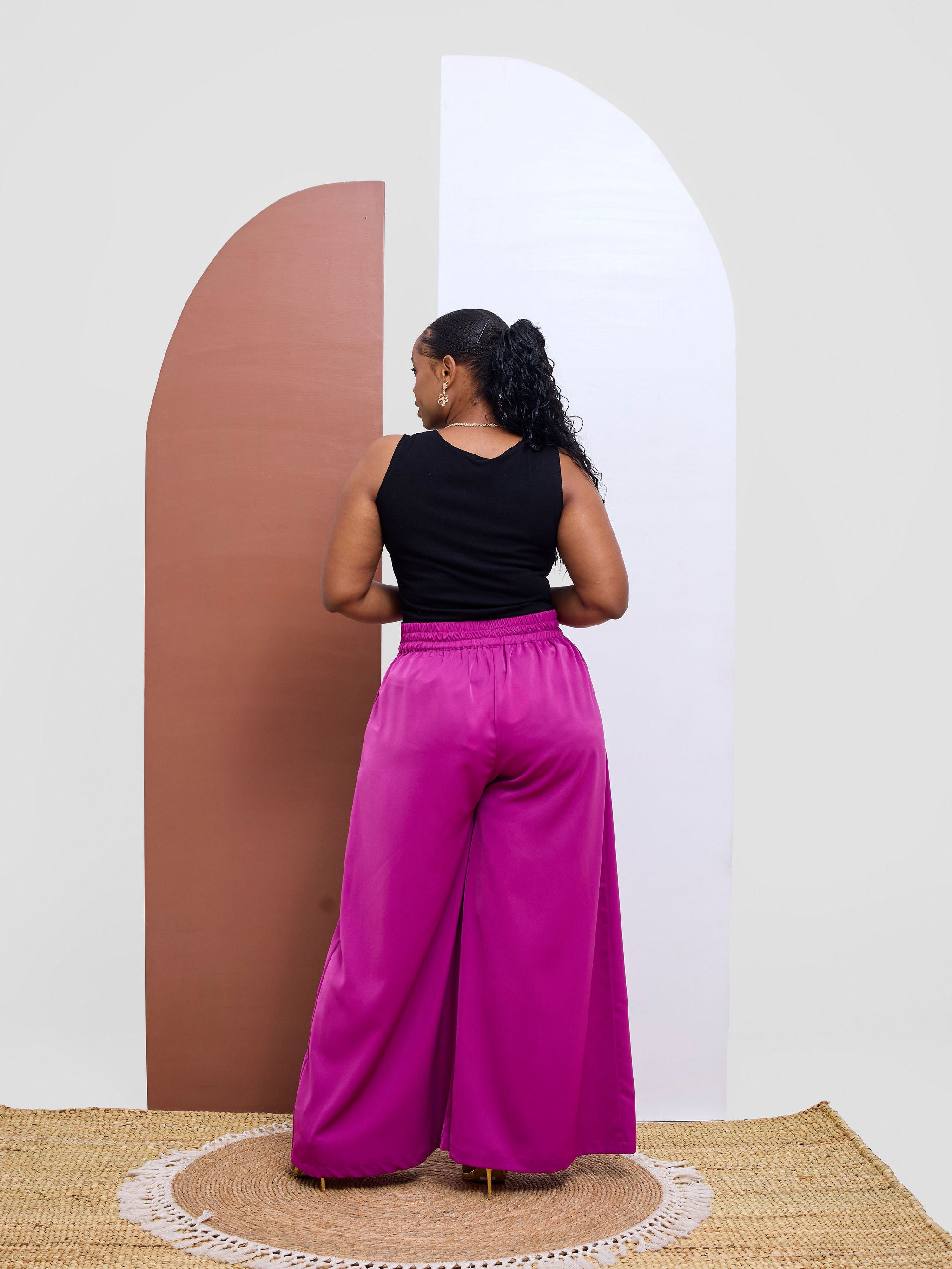 Vivo Basic Crepe Pants - Magenta