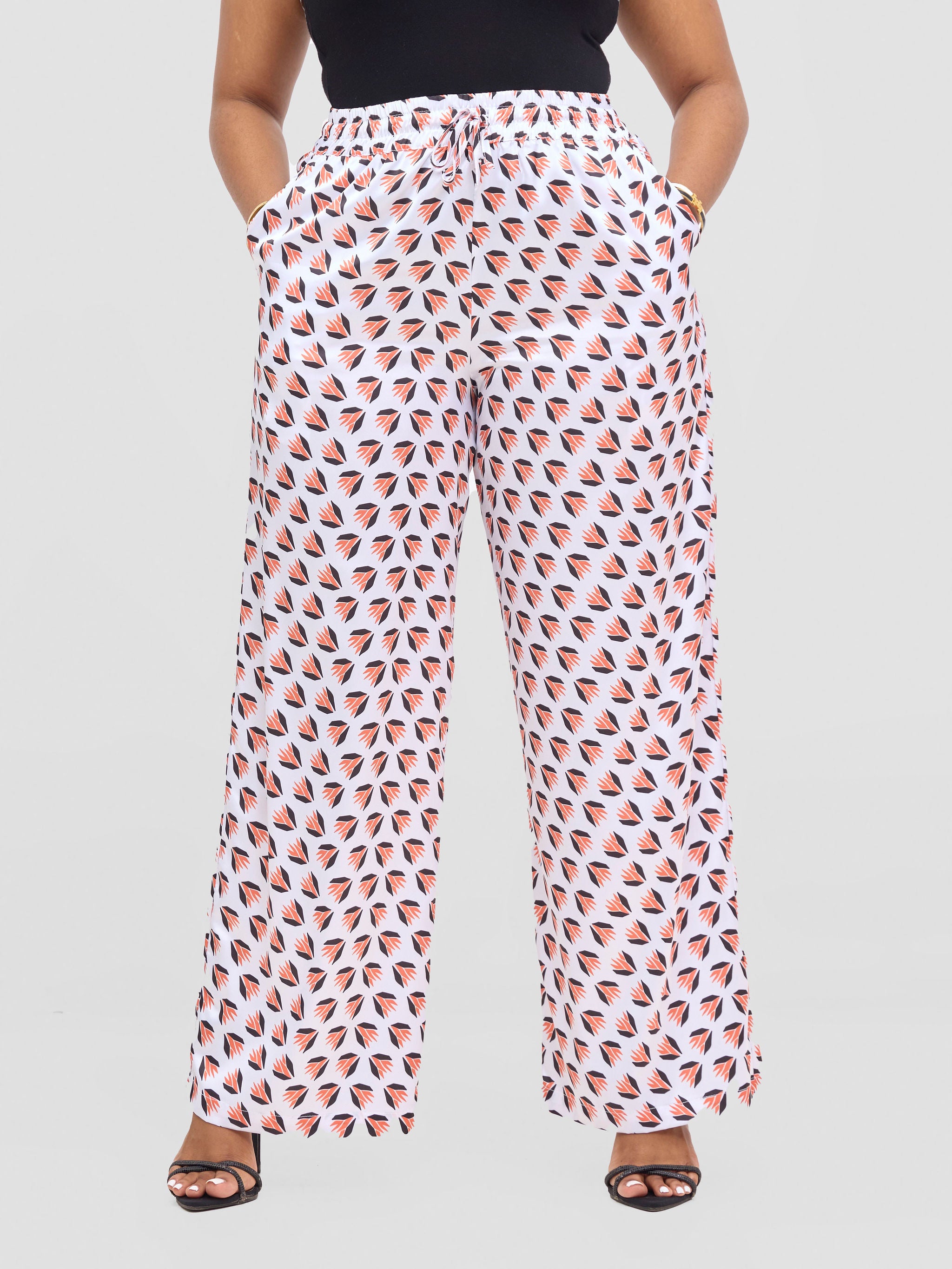 Vivo Ayah Satin Pants - White / Orange Ullu Print
