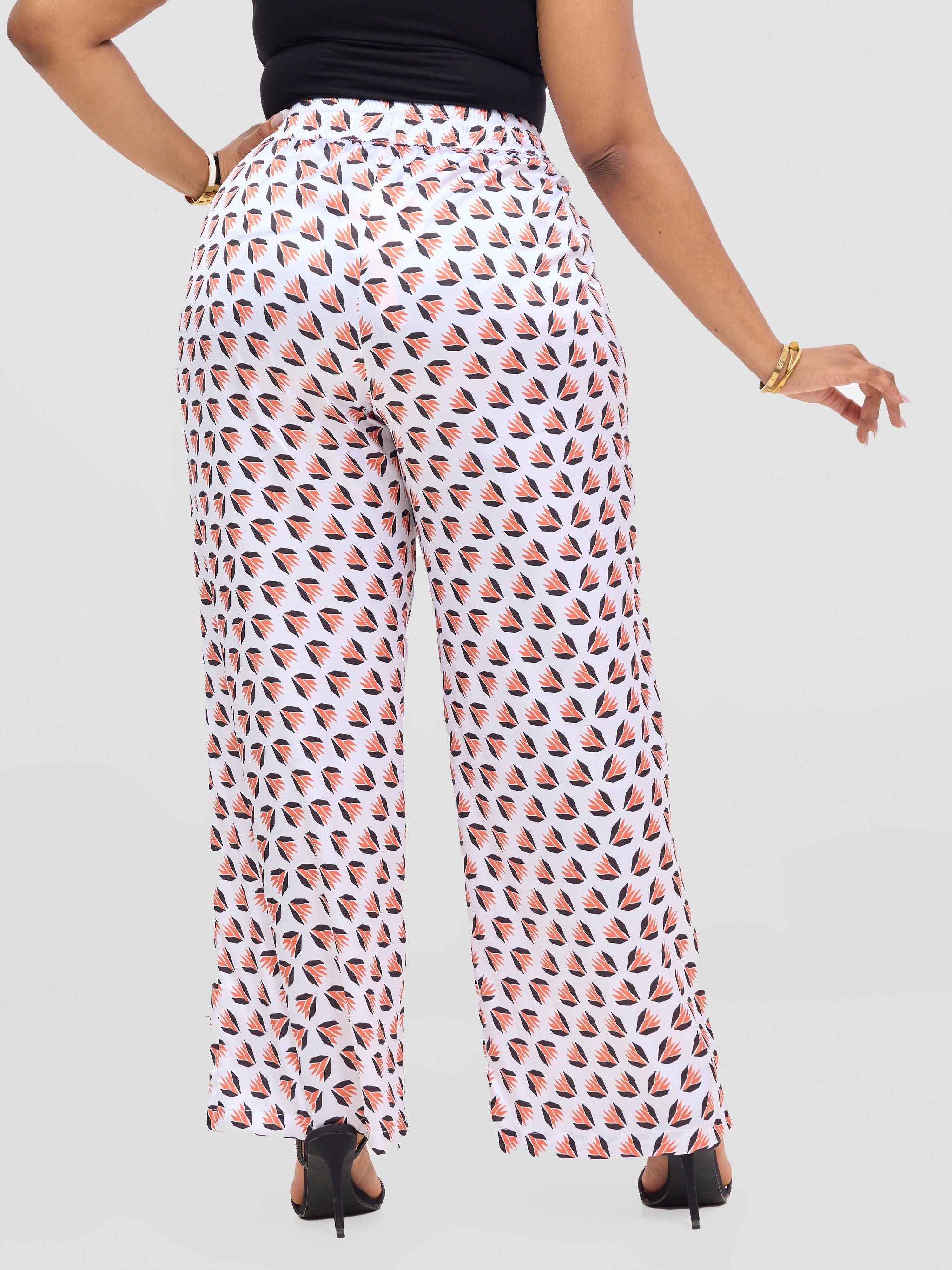 Vivo Ayah Satin Pants - White / Orange Ullu Print
