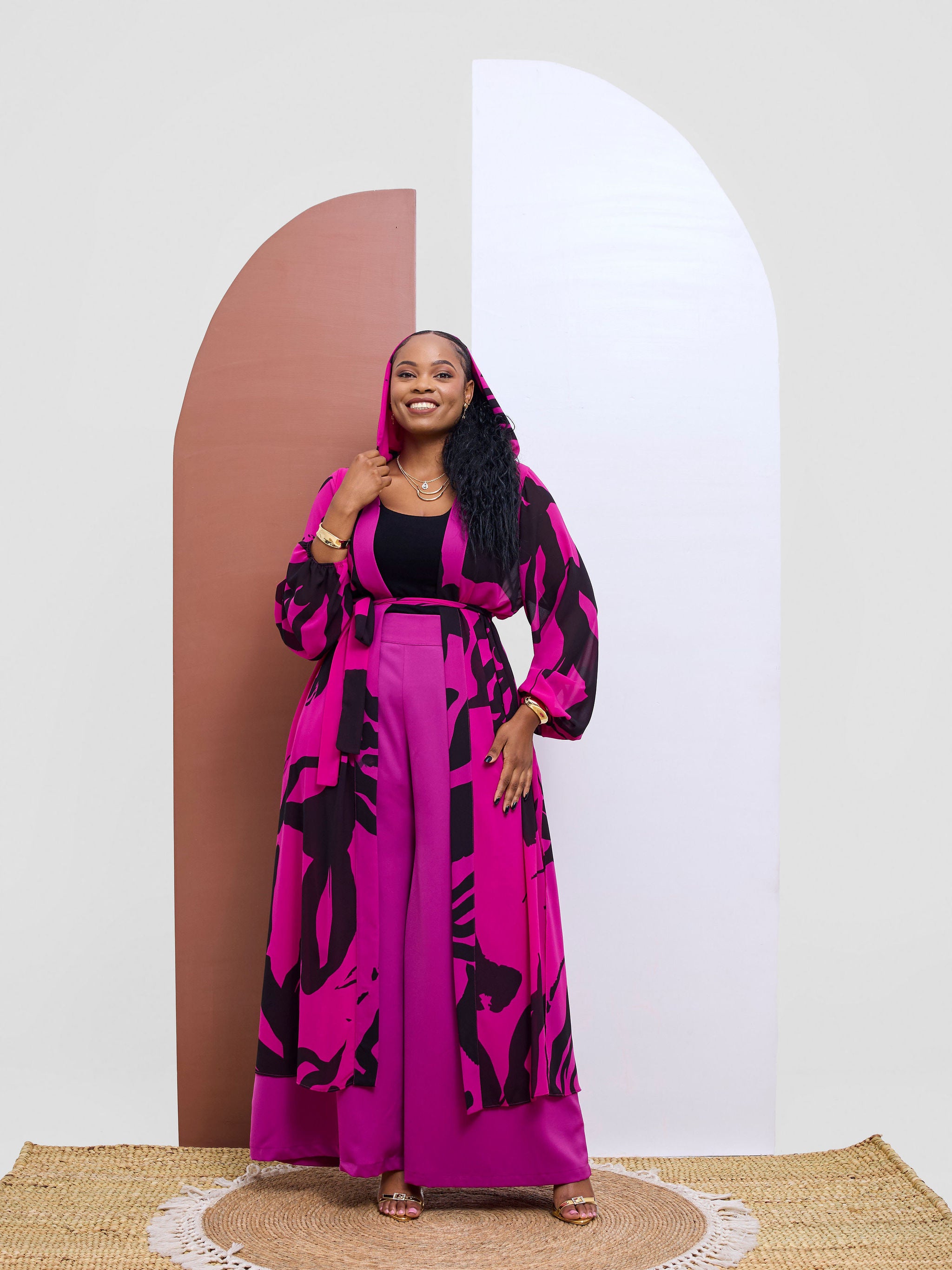 Vivo Kelemi 4.0  Kimono - Magenta / Black Nashe Print
