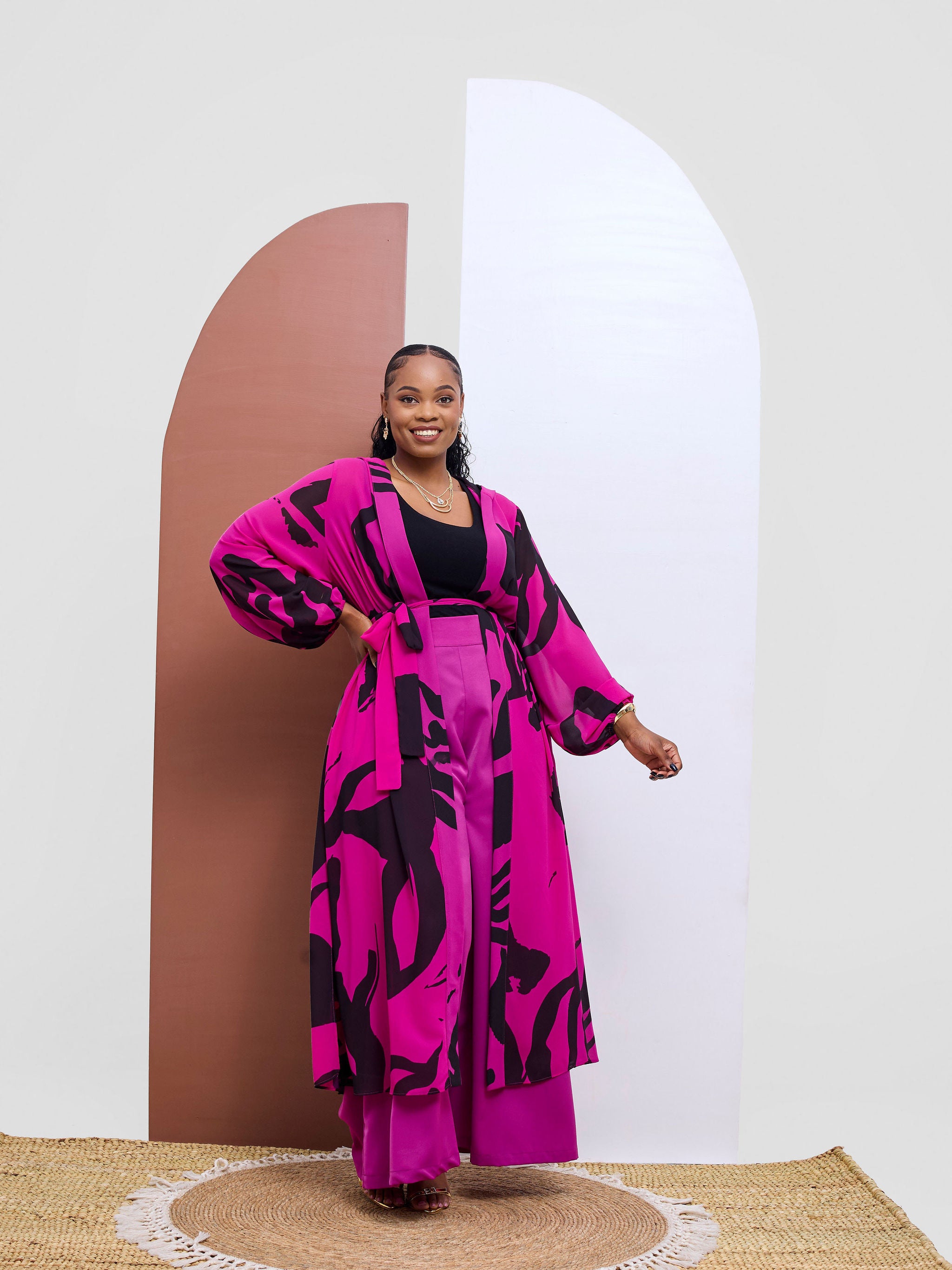 Vivo Kelemi 4.0  Kimono - Magenta / Black Nashe Print