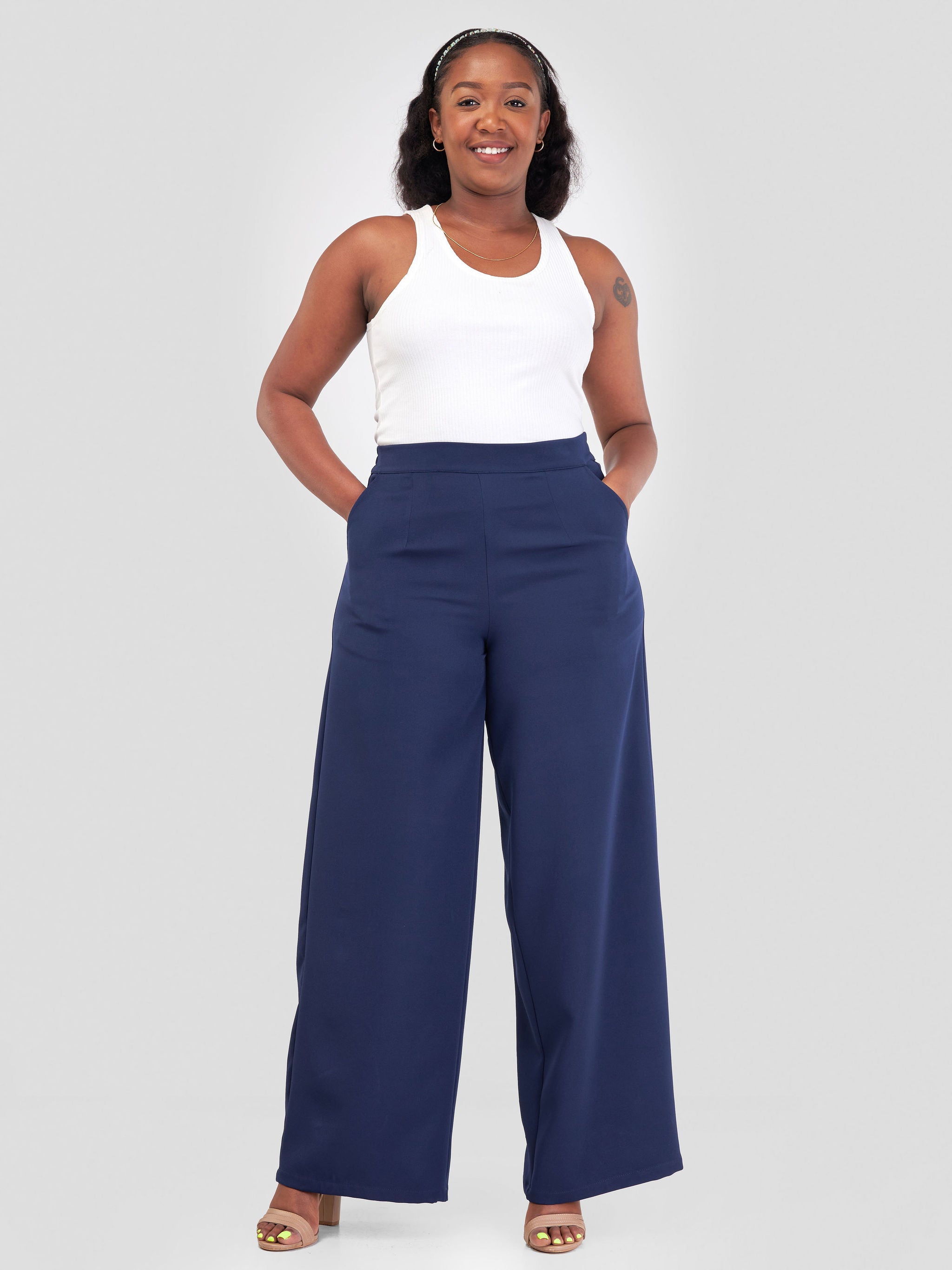 Vivo Zaria Wide Leg Pants - Navy Blue