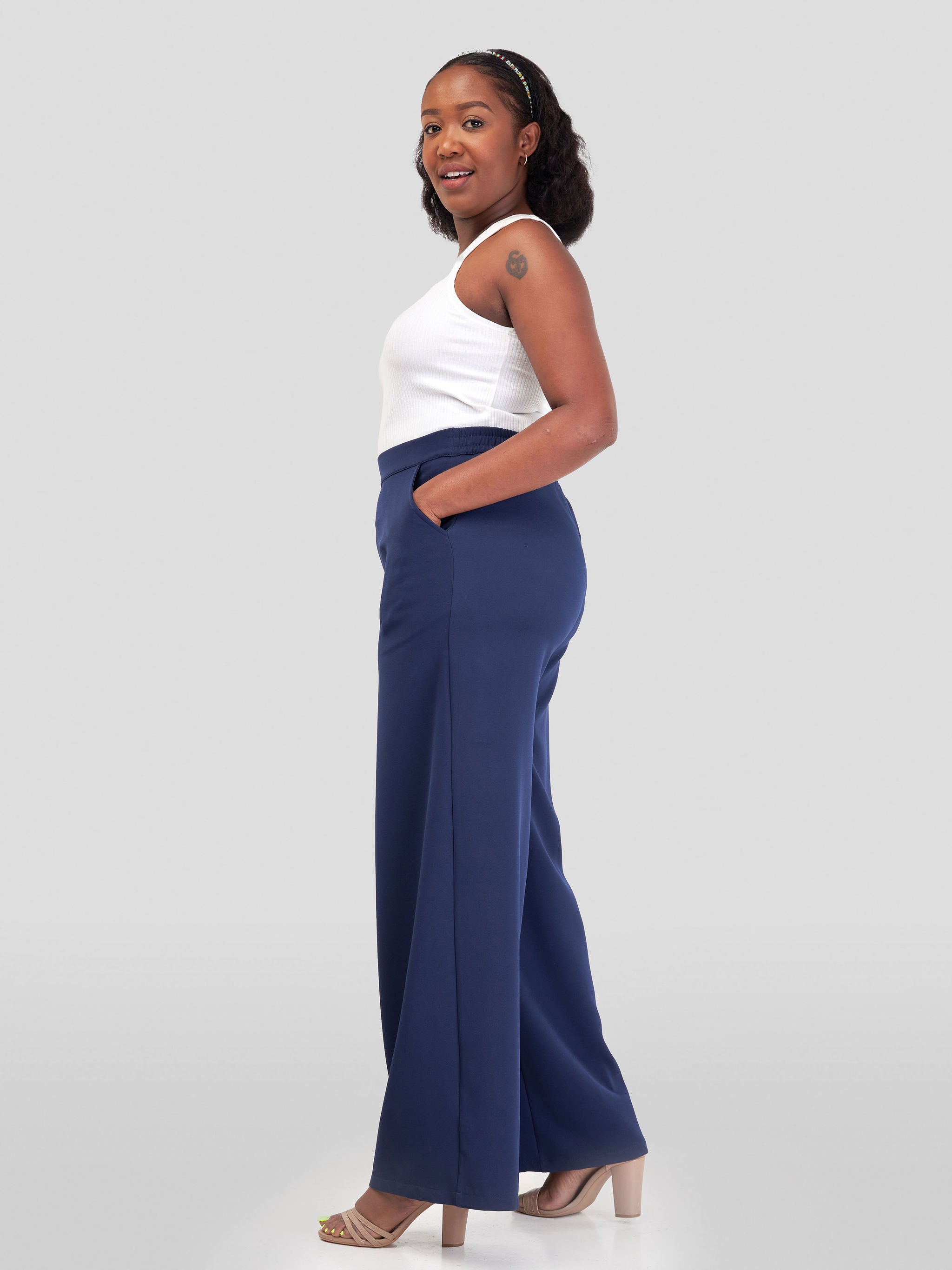 Vivo Zaria Wide Leg Pants - Navy Blue