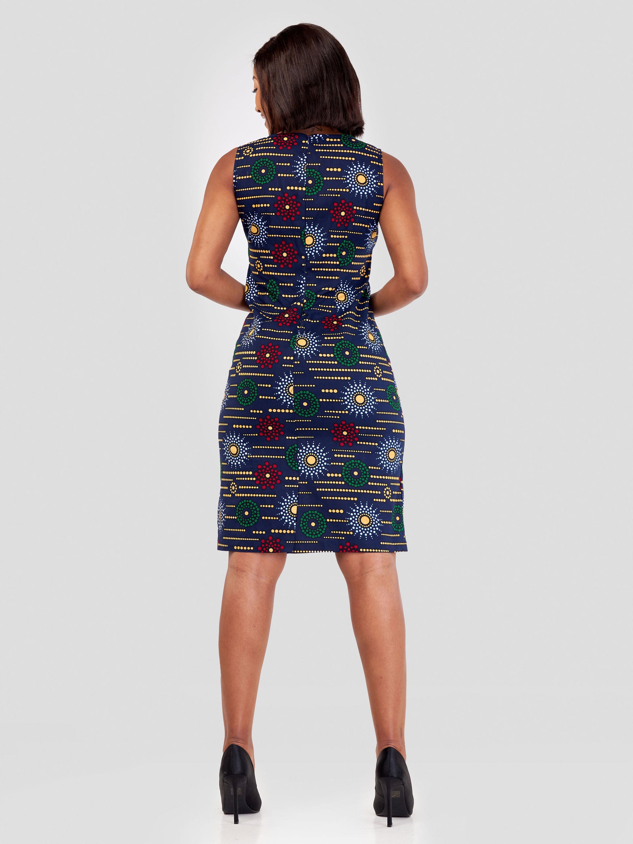 Vivo Zaria Sleeveless Kitenge Sheath Dress - Mvua