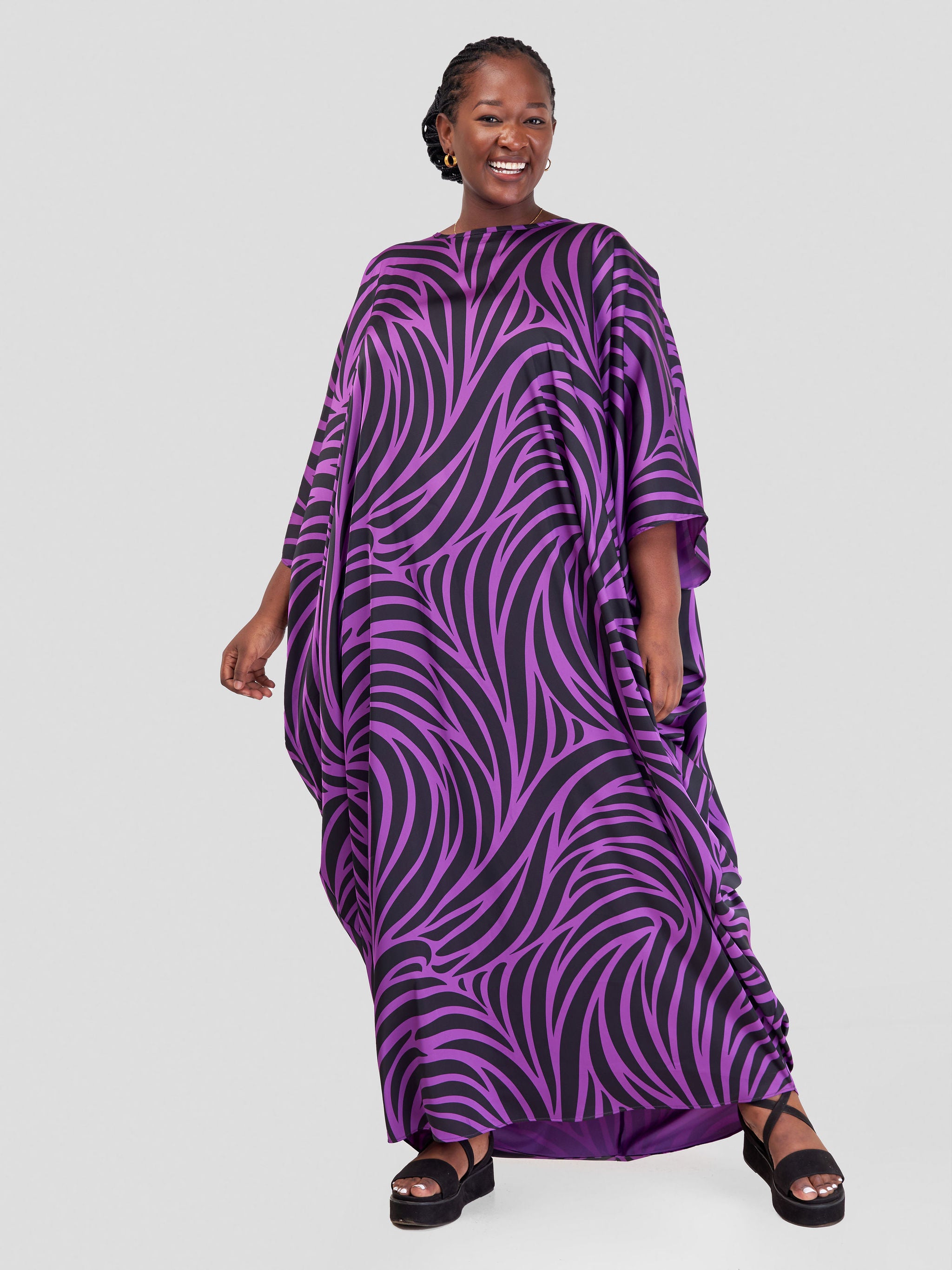 Vivo Lani Maxi Dress - Purple / Black Molo Print | Vivo Fashion Group Kenya