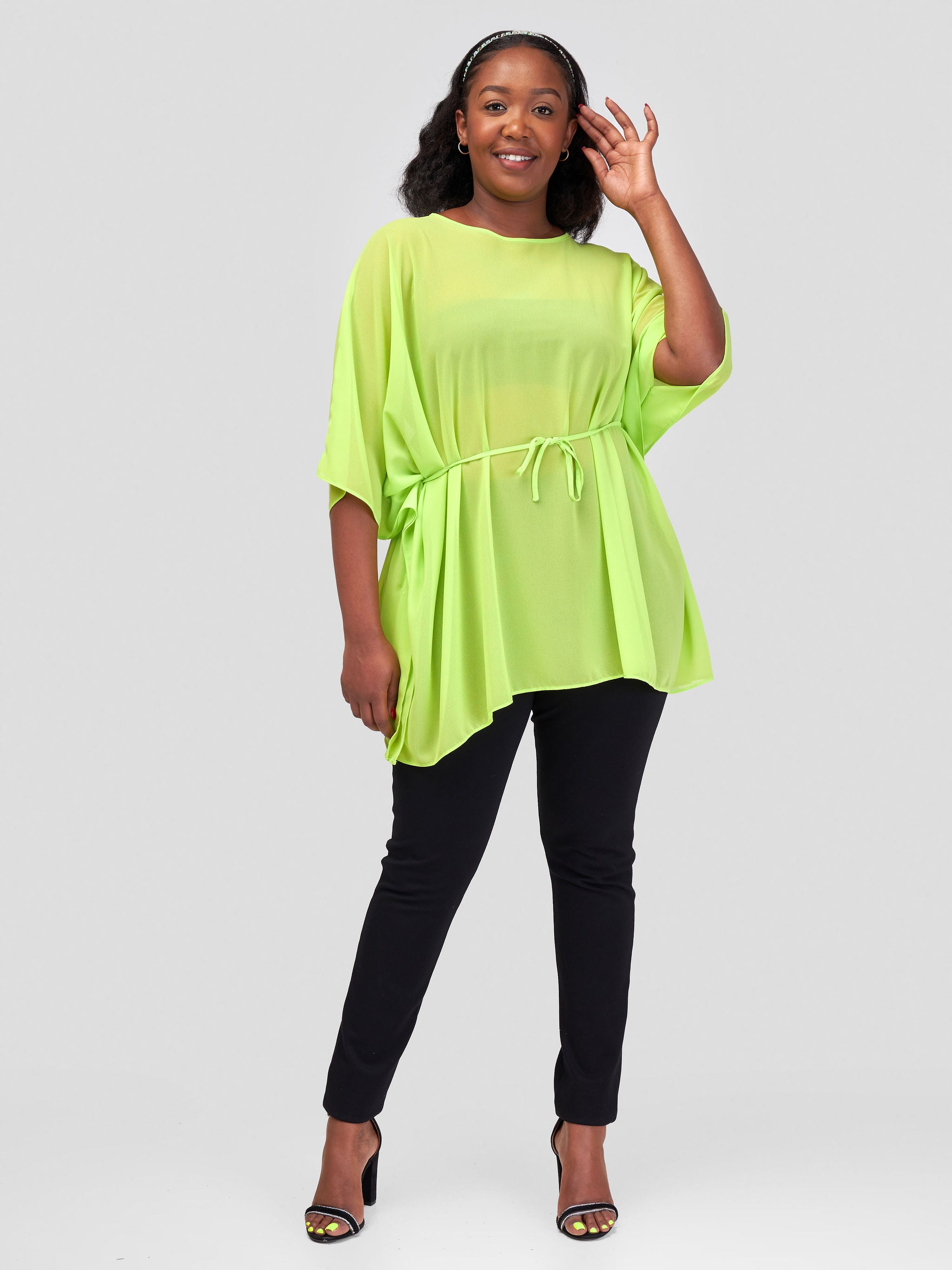 Vivo Basic Chiffon Tie Kaftan Top Lime Green Vivo Fashion Group Kenya