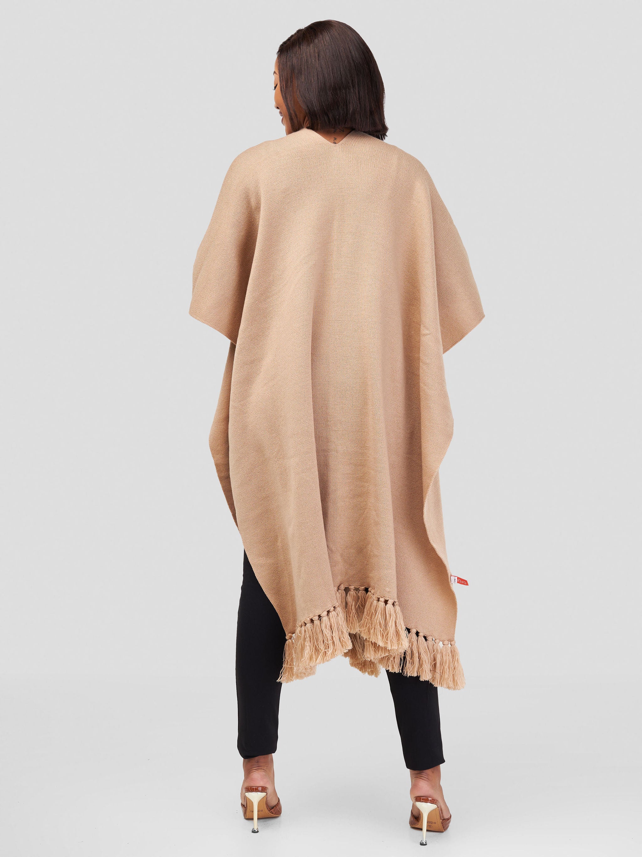 Vivo Basic Double Layered Wrap Poncho - Taupe
