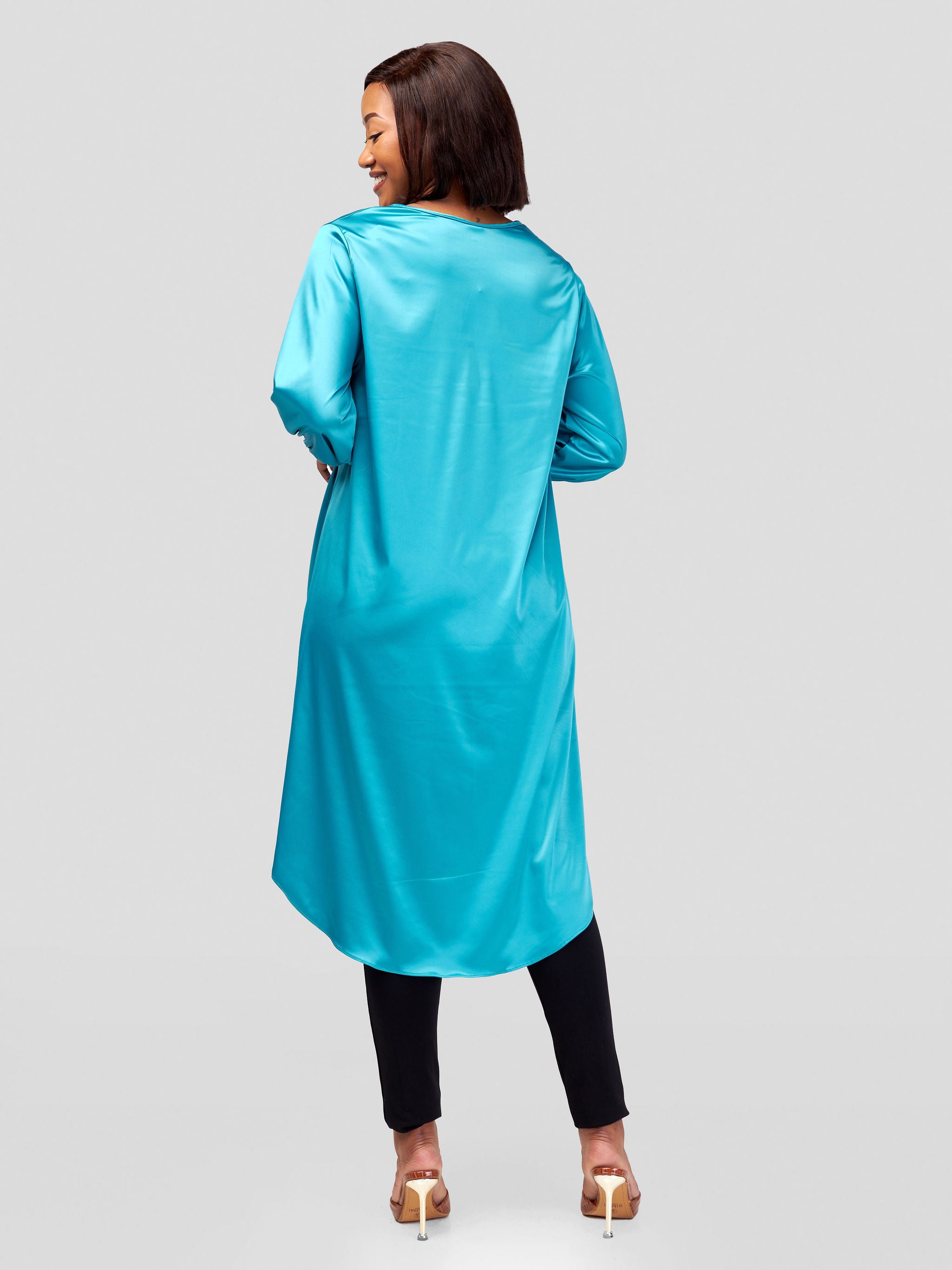 Vivo Basic Nalia Satin High Low Top - Teal