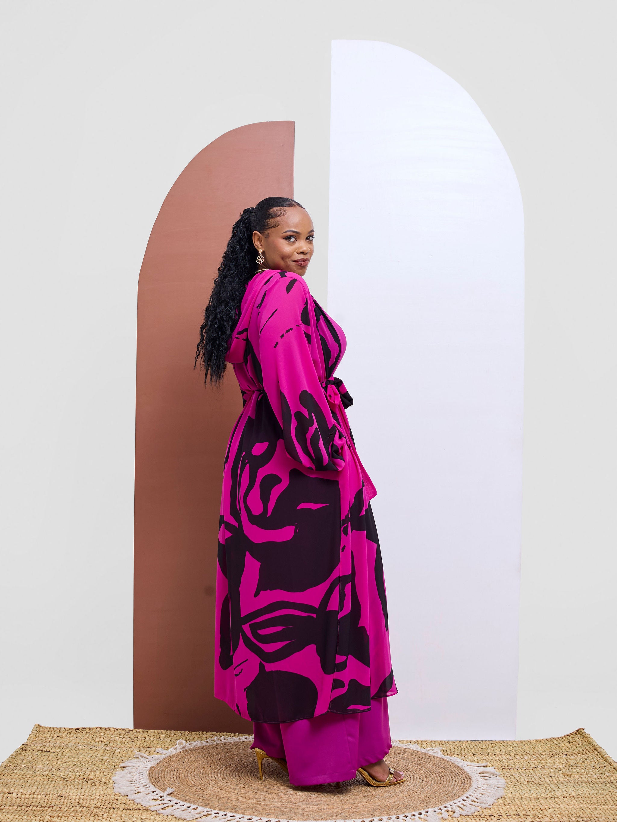 Vivo Kelemi 4.0  Kimono - Magenta / Black Nashe Print