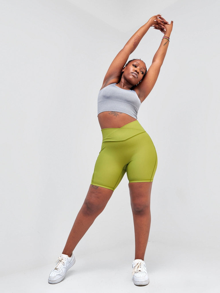 Ava Fitness Mylah Biker Workout Shorts - Green - Shopzetu