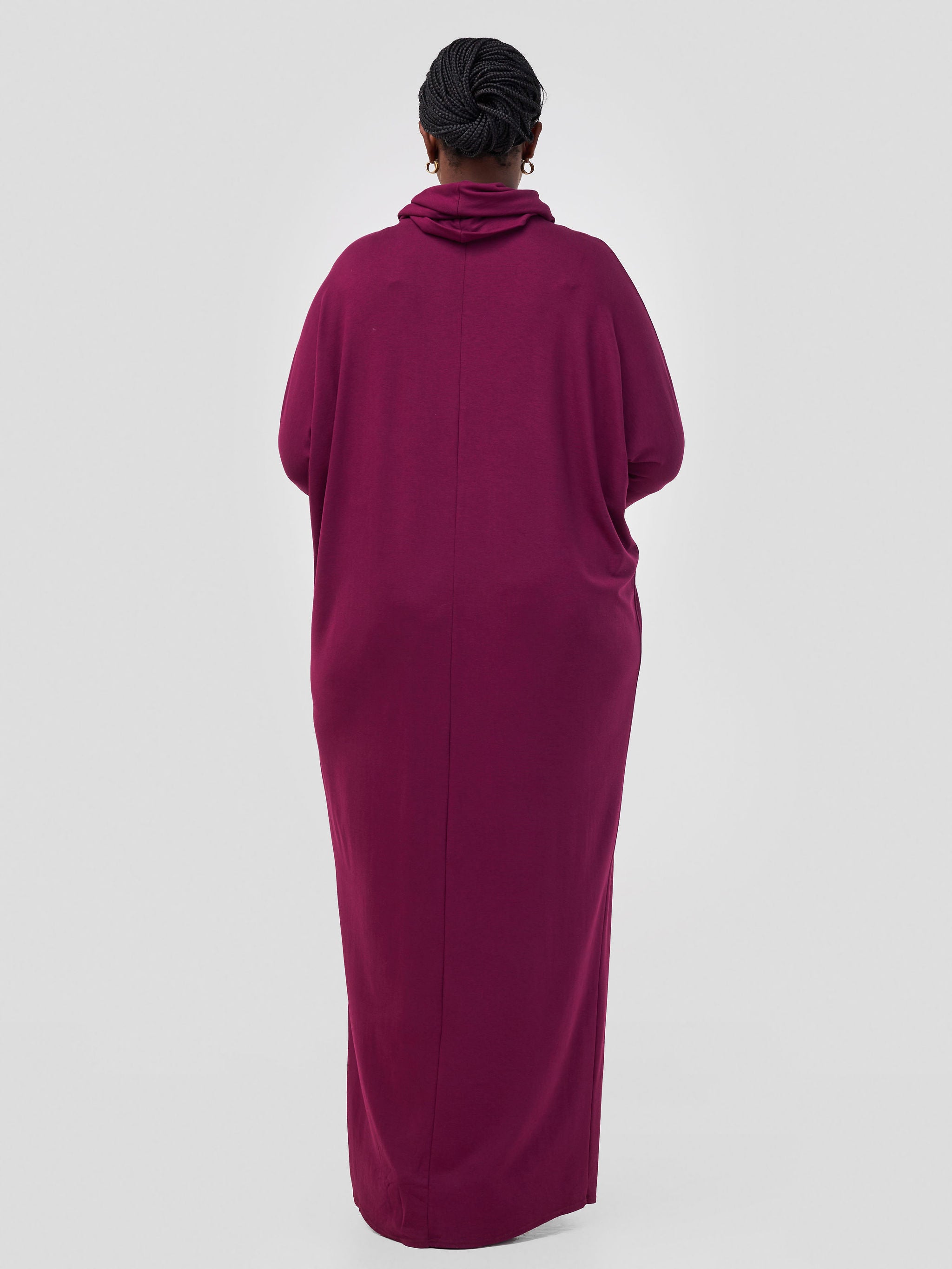Vivo Basic Cowl Dolman Maxi Dress - Burgundy
