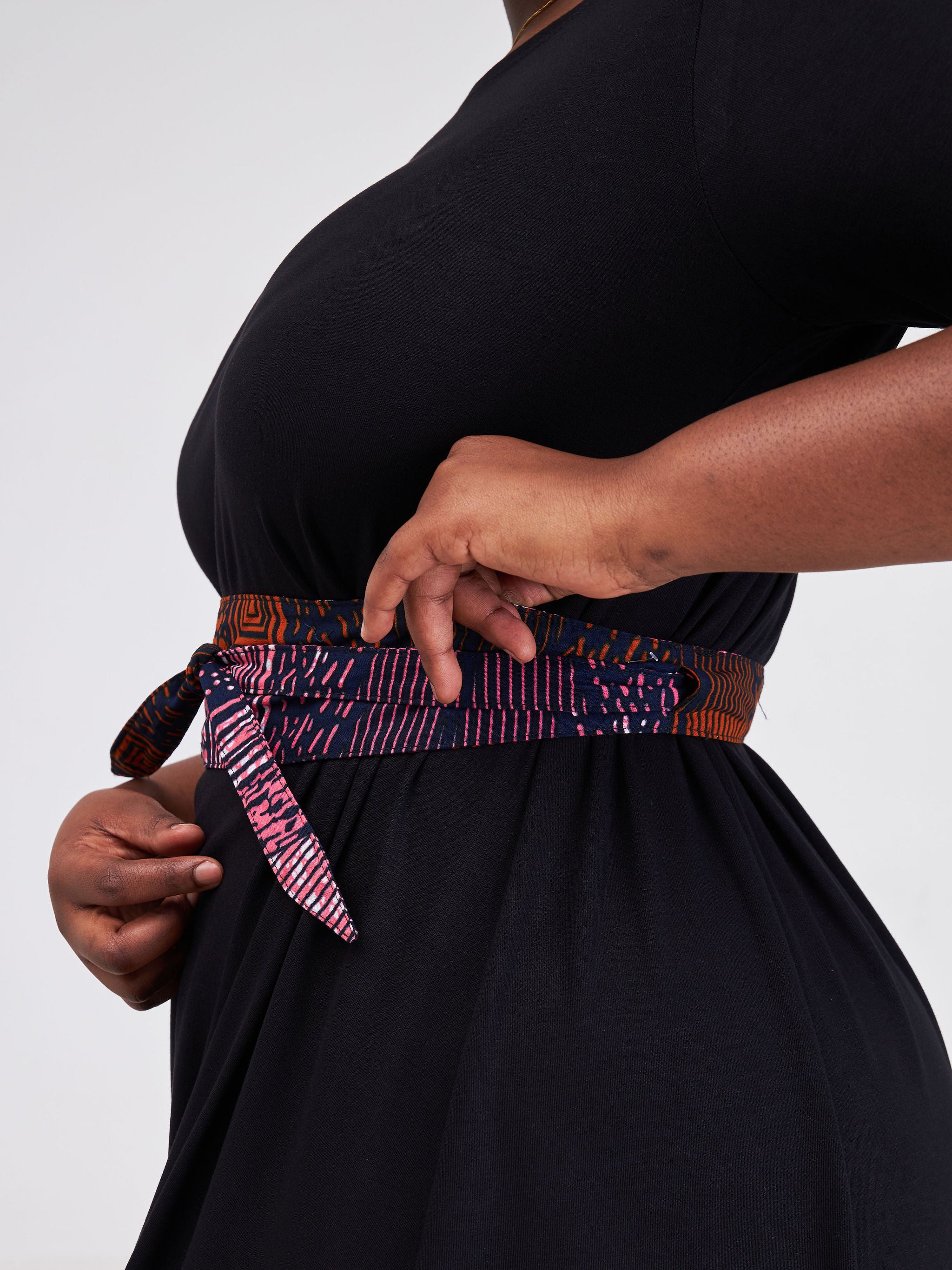 Vivo Basic Ankara Belt - Pink / Brown Print