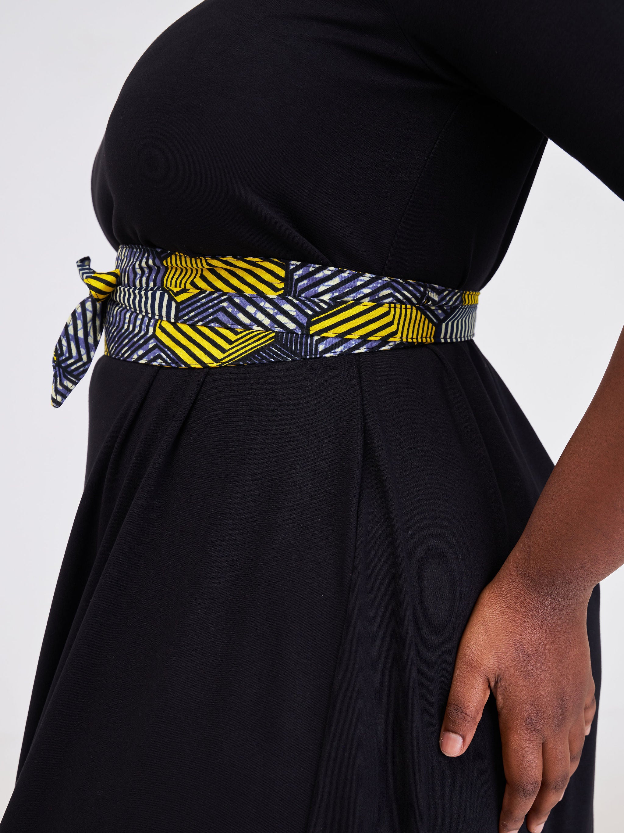 Vivo Basic Ankara Belt - Black / Light Blue Print