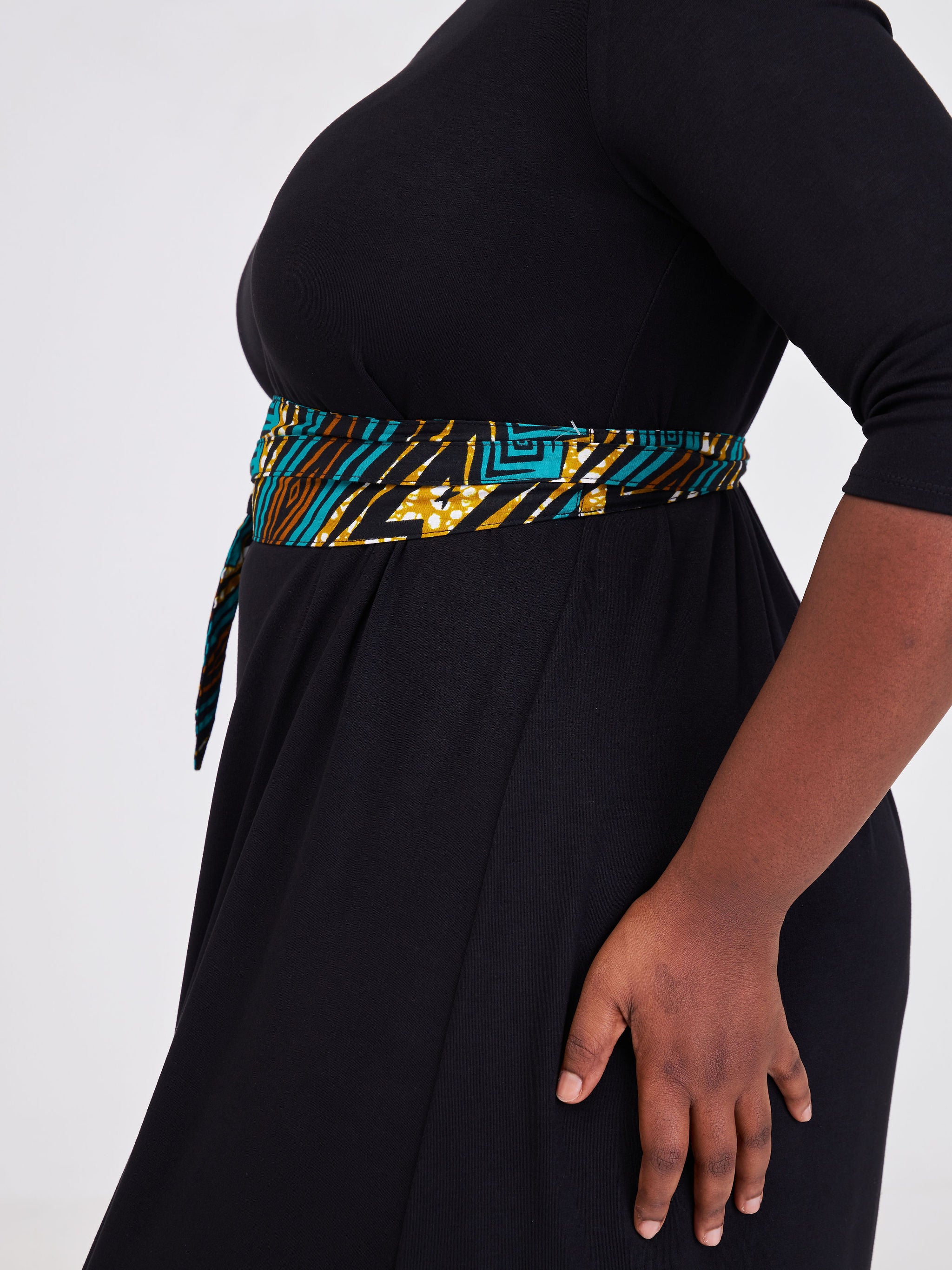 Vivo Basic Ankara Belt - Teal / Brown Print