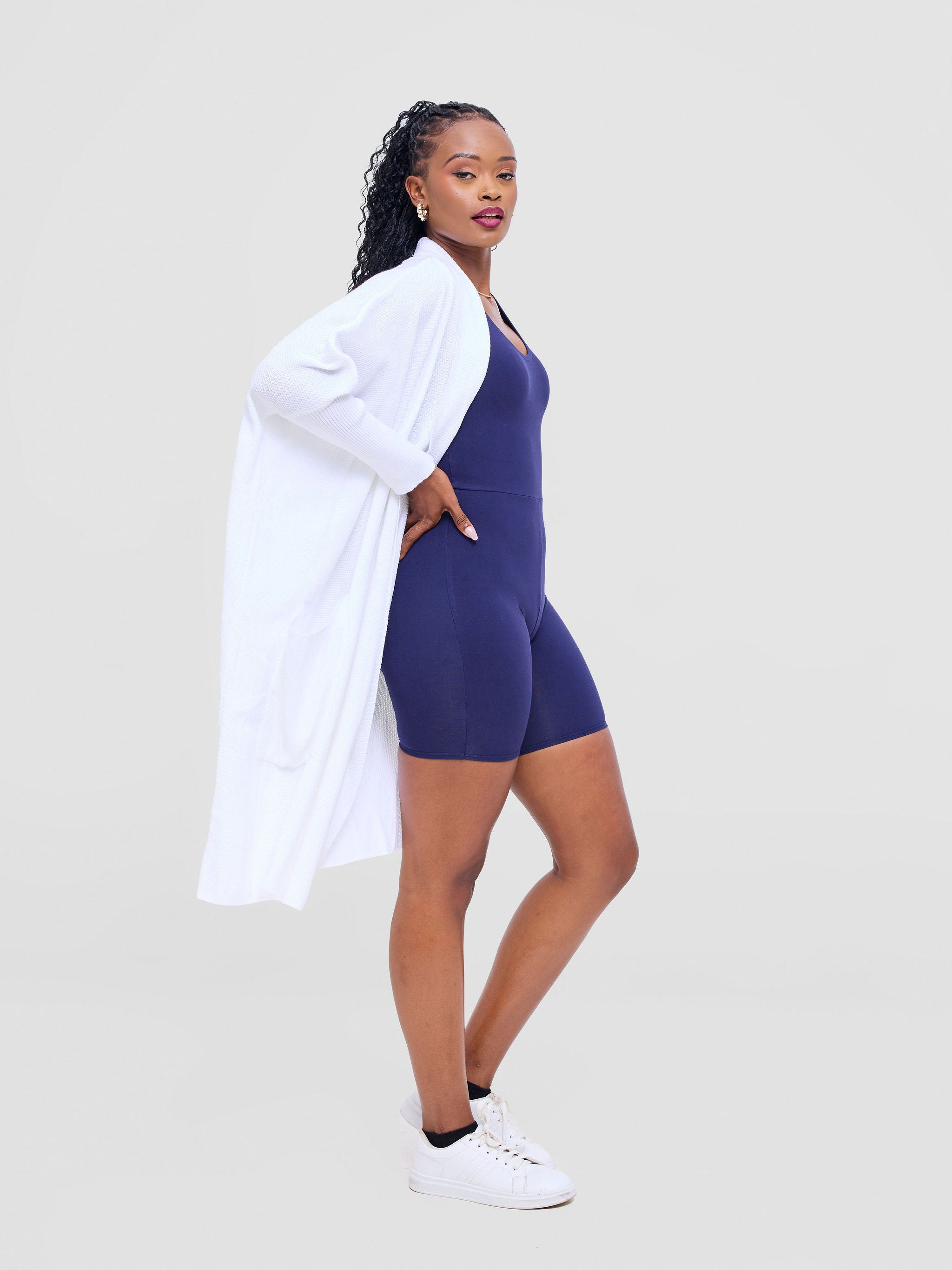 Vivo Cuffed Wide Sweater - White