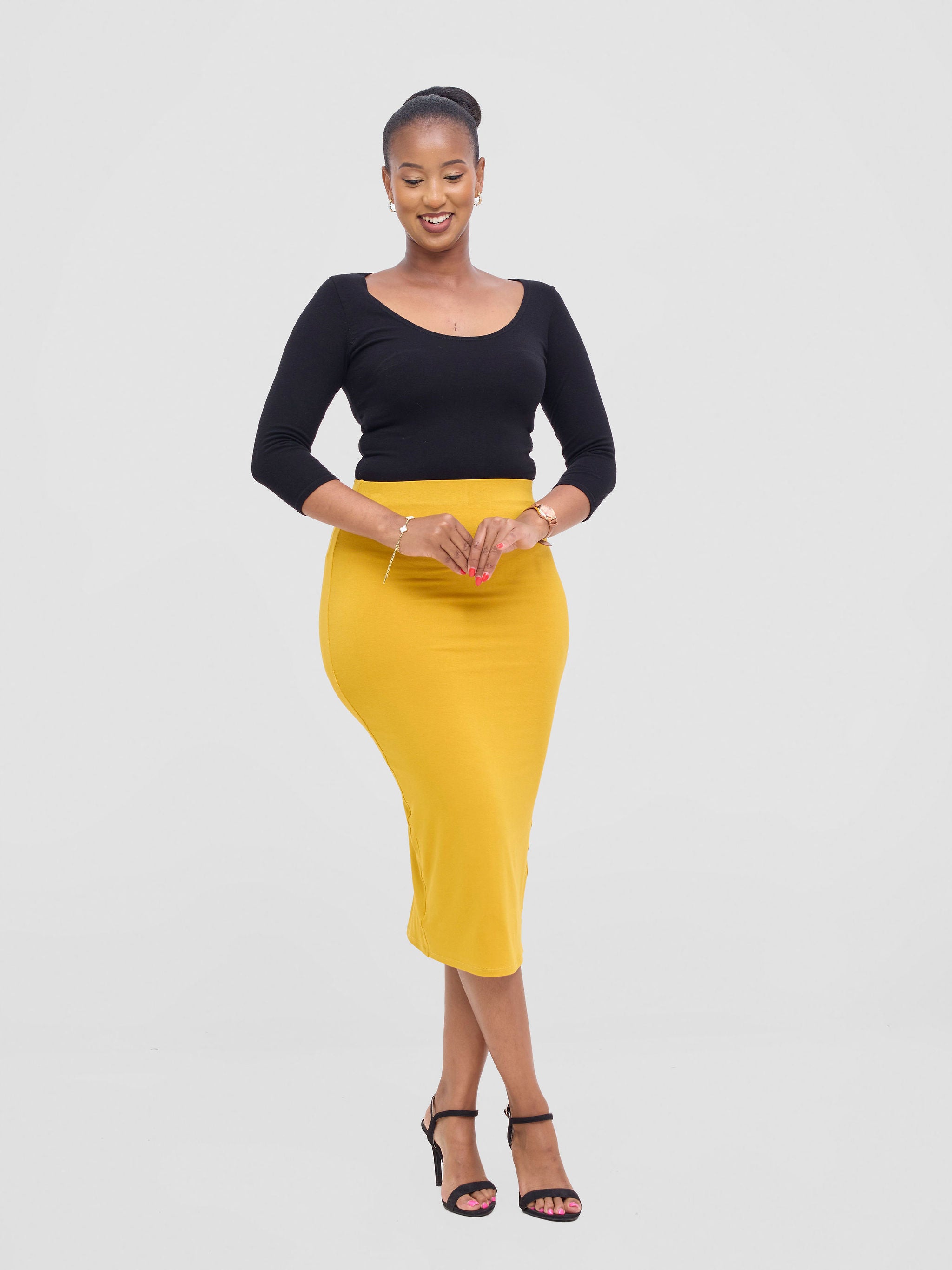 Vivo Basic Lined Capri Skirt - Mustard