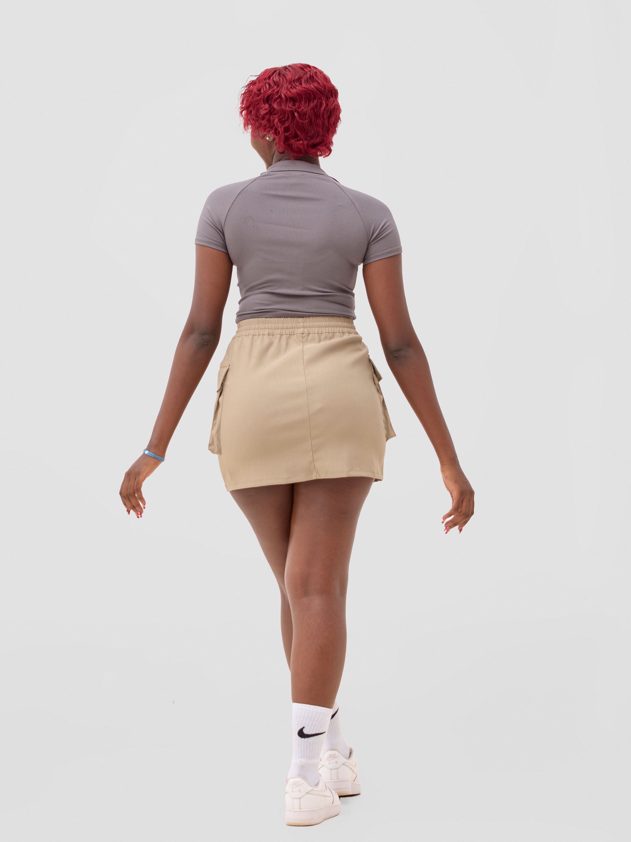 Zoya Sadira Mini Cargo Skirt - Taupe