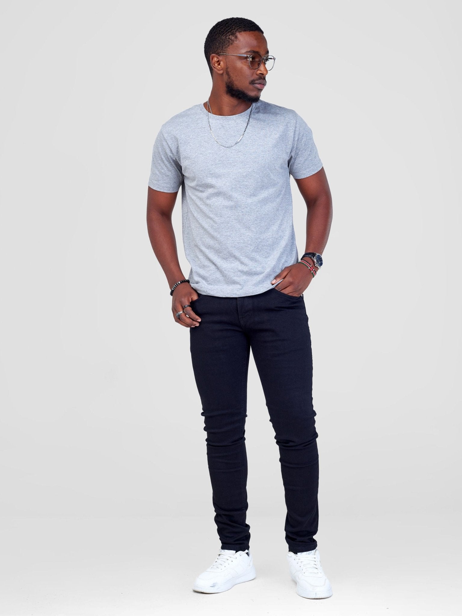King's Collection Unisex Round Neck T-shirt - Grey - Shopzetu