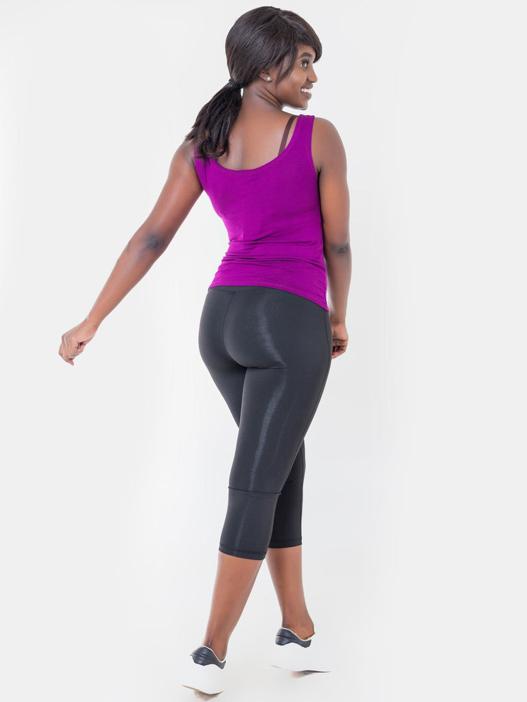 Zoya Basic Capri Leggings - Black - Shopzetu