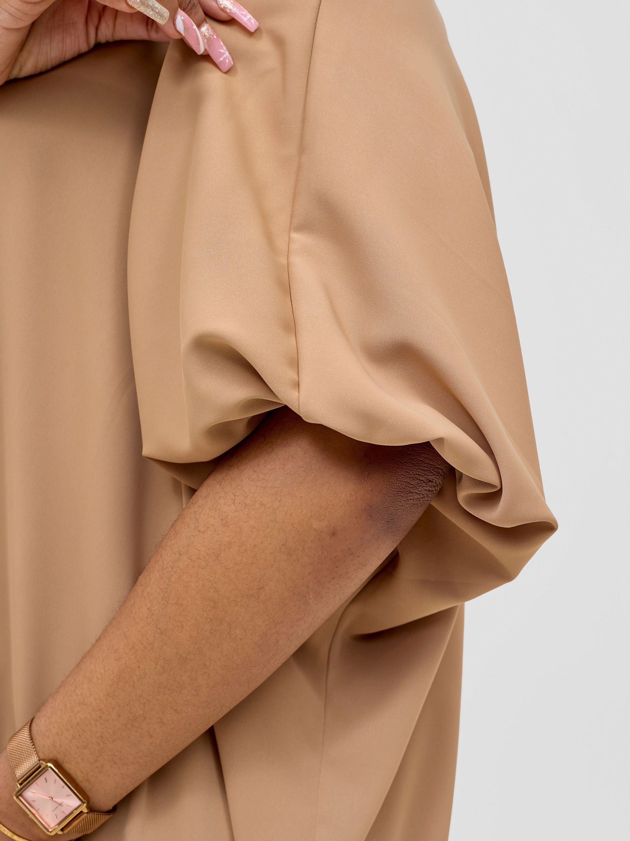 Vivo Ava Shirt Collar Tunic Top - Light Tan