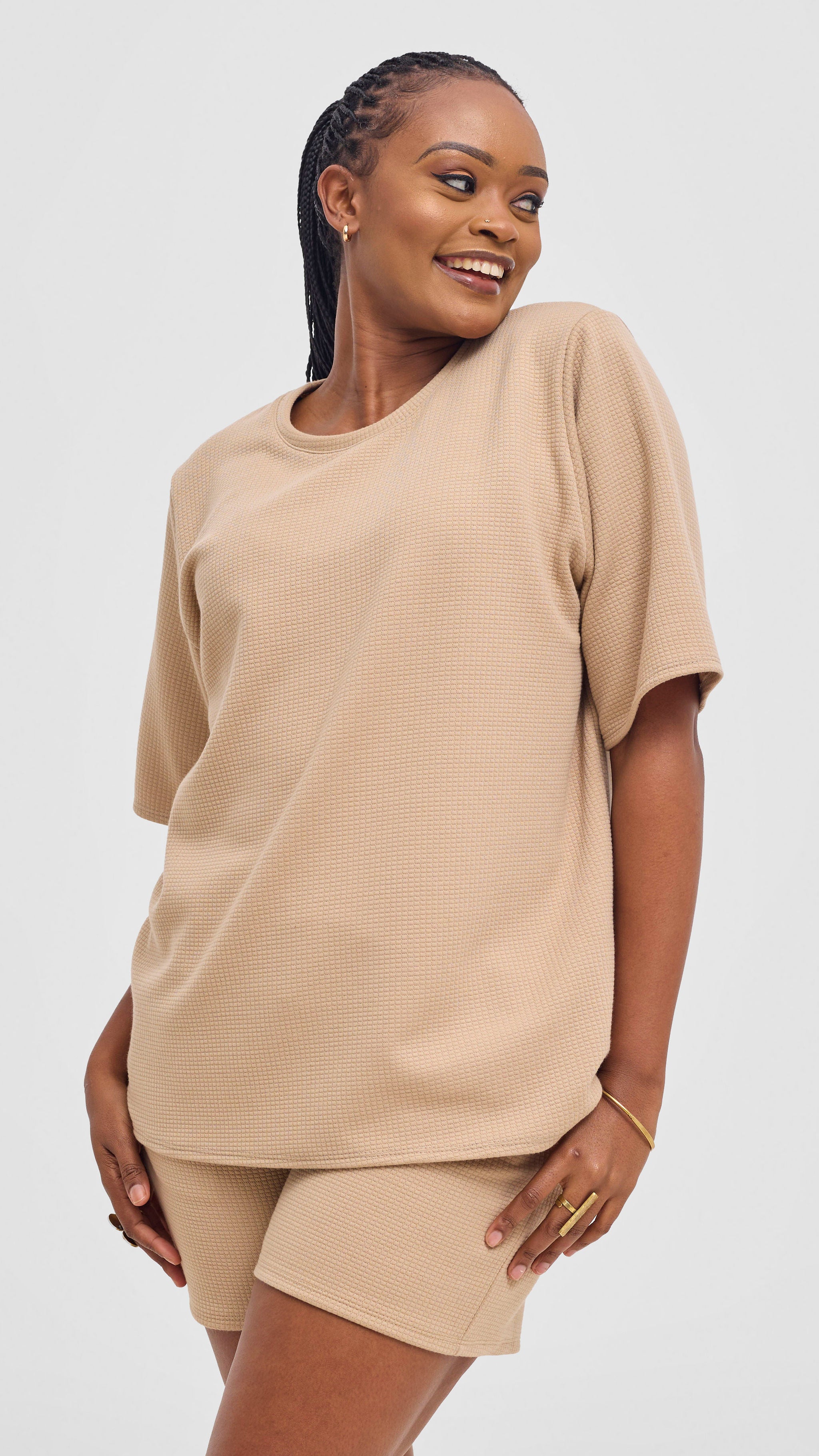 Shiv & Shikie X Safari Boxy T Shirt - Light Taupe