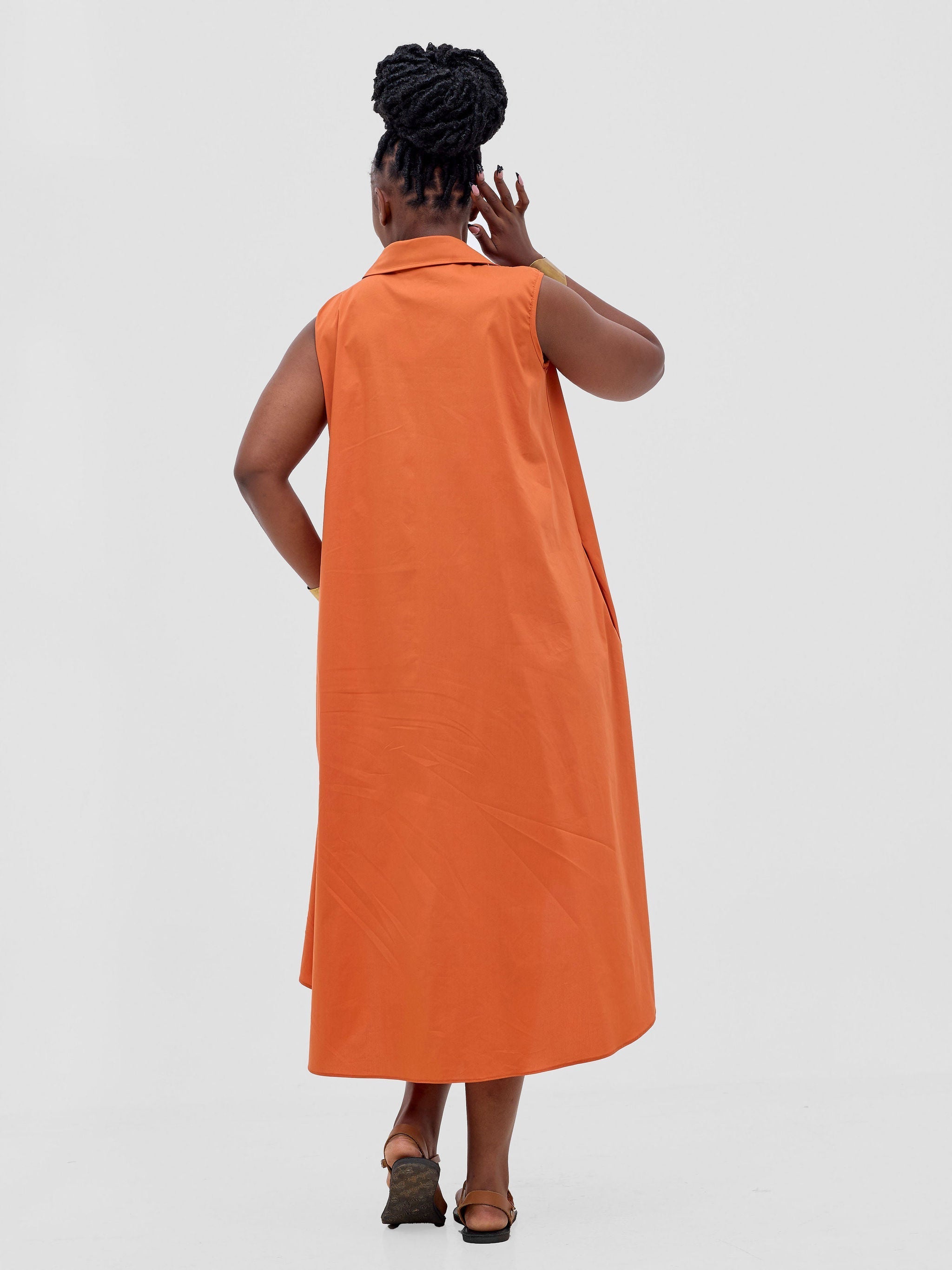 Safari Zene High Low Shirt Dress MG - Rust