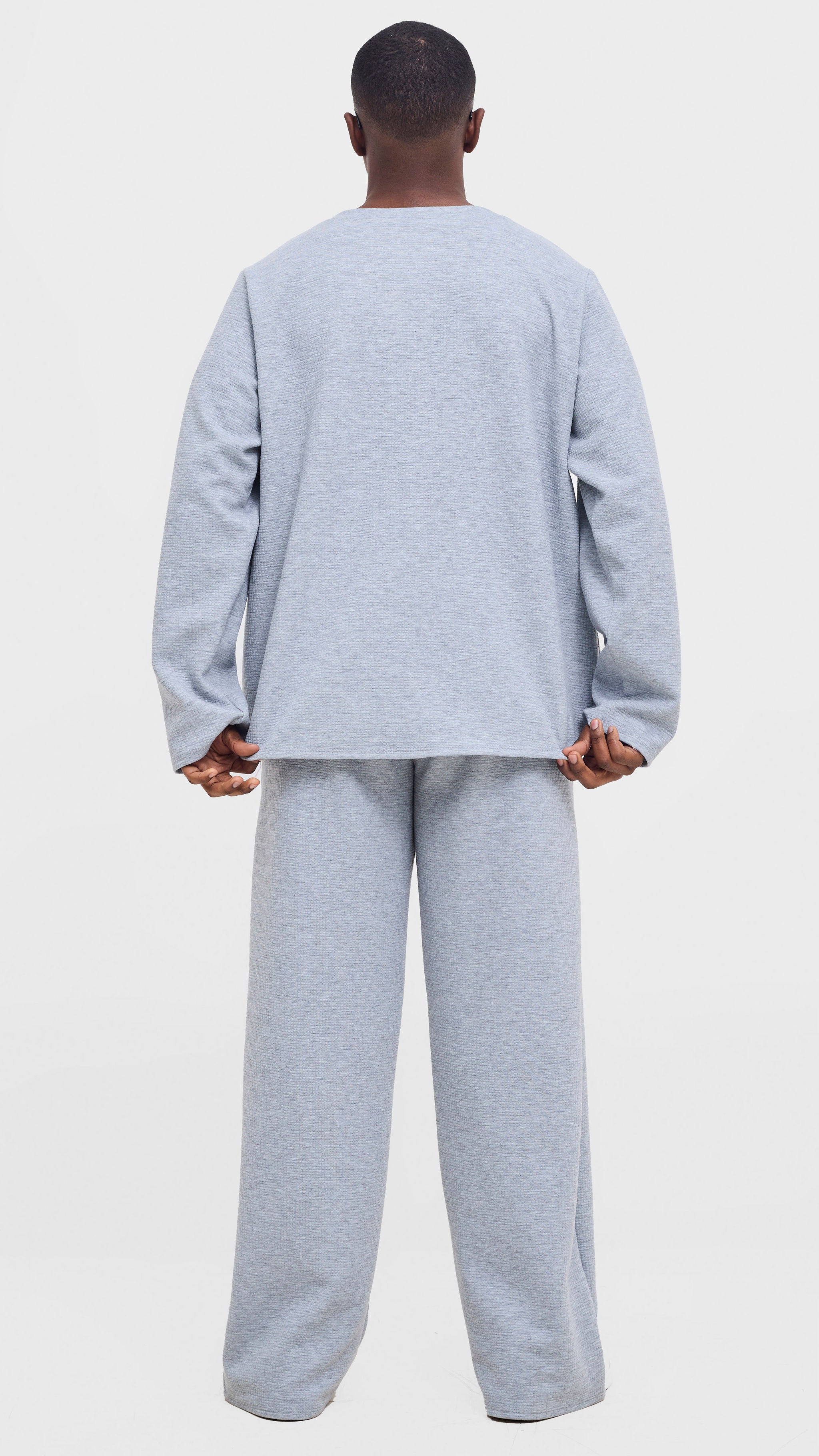 Shiv & Shikie X Safari V-Neck Long Sleeve T-shirt - Light Grey