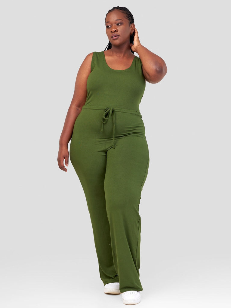 Vivo Jira Scoop Neck Jumpsuit - Hunters Green - Shopzetu