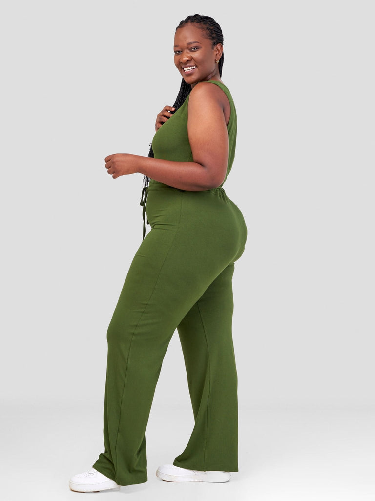 Vivo Jira Scoop Neck Jumpsuit - Hunters Green - Shopzetu