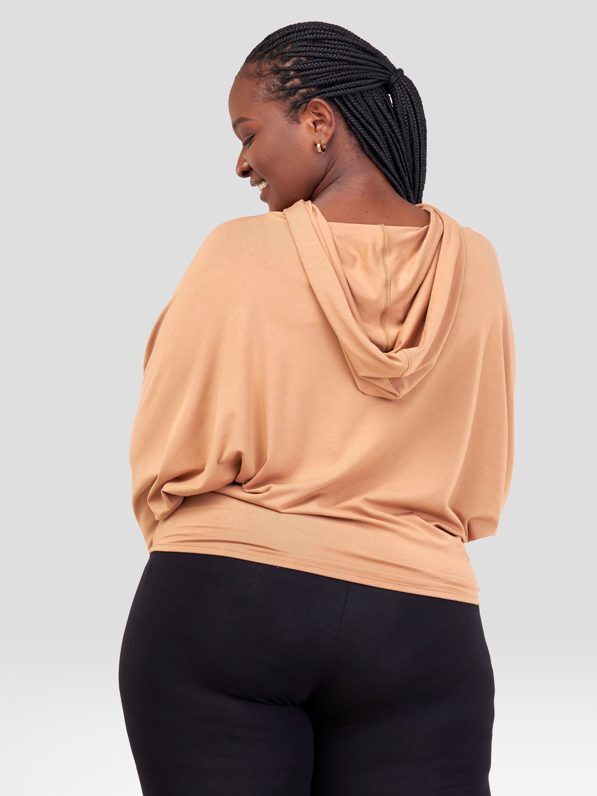 Vivo Jira Batwing Hoodie Top - Tan