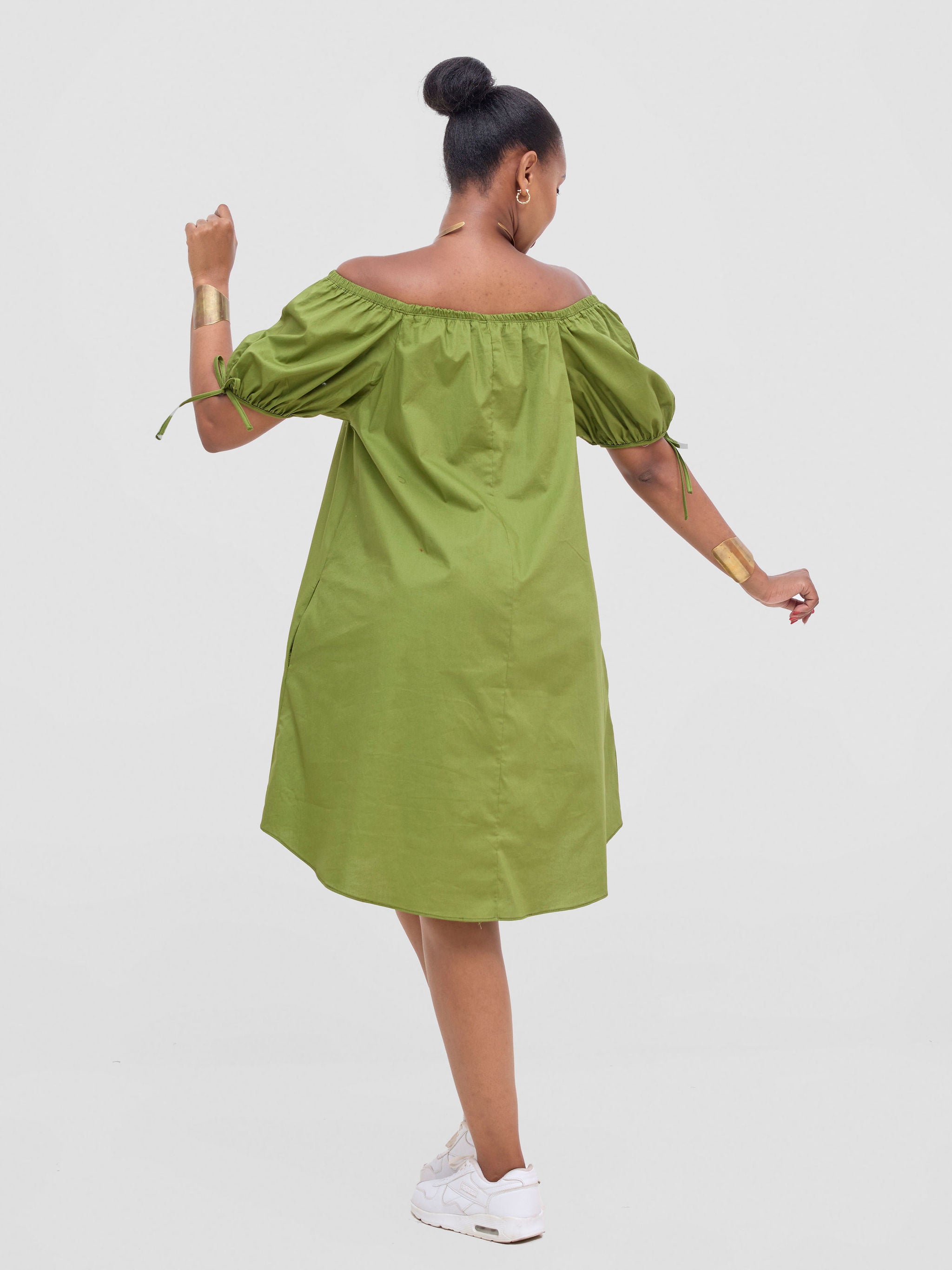 Safari Tawi Off-Shoulder Dress - Green