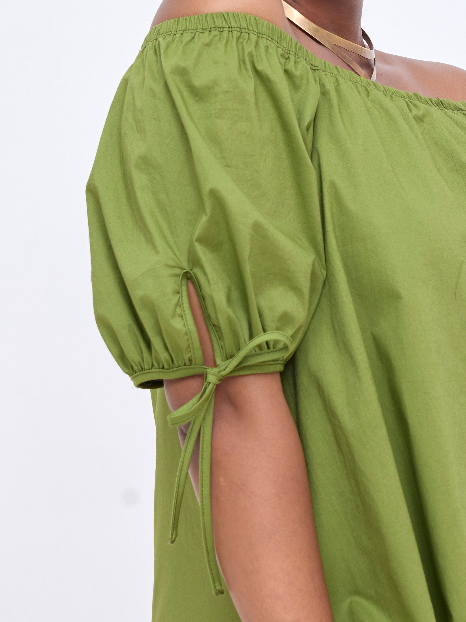 Safari Tawi Off-Shoulder Dress - Green