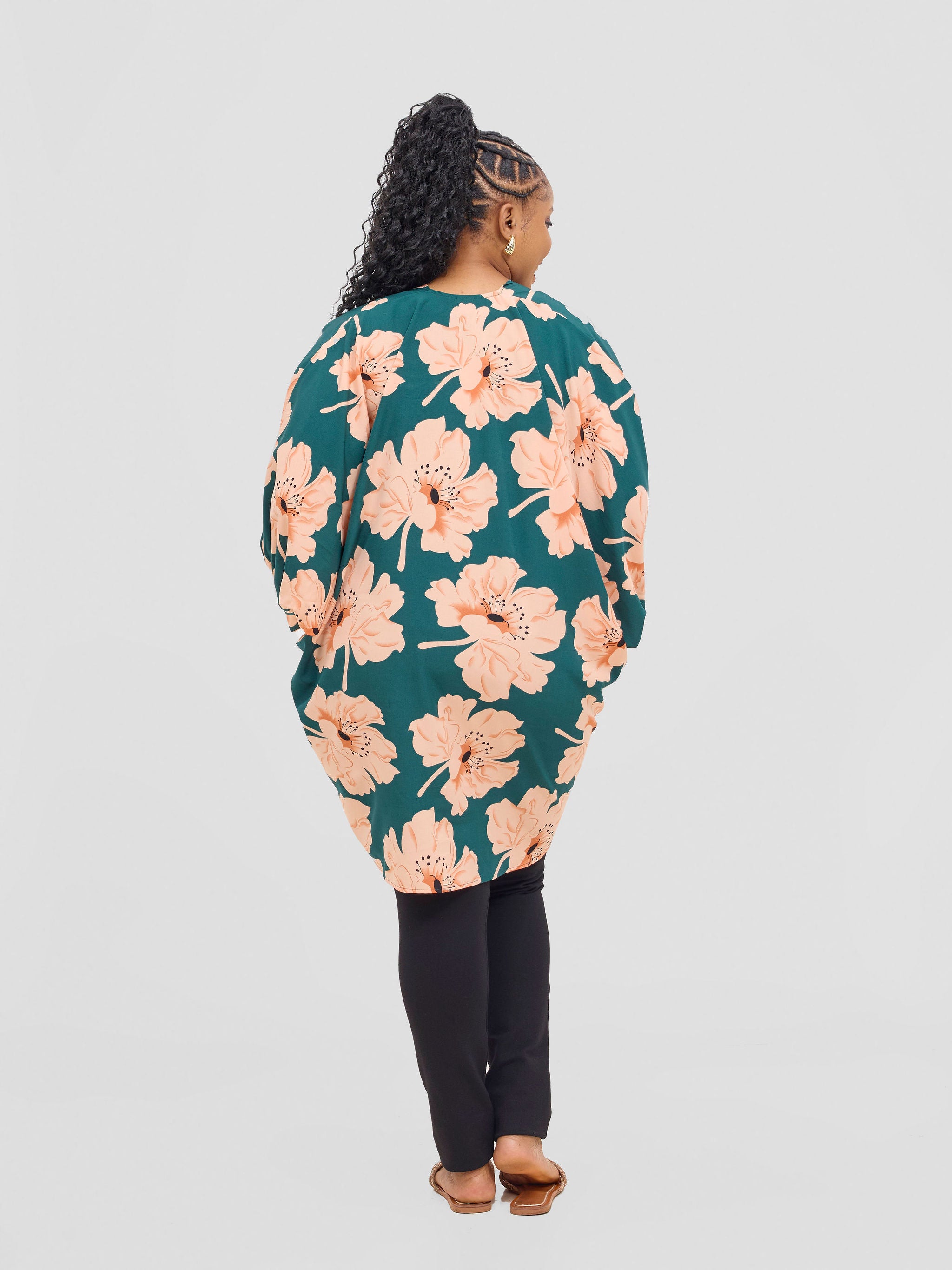 Vivo Pelia Butterfly Kimono - Green / Peach Print