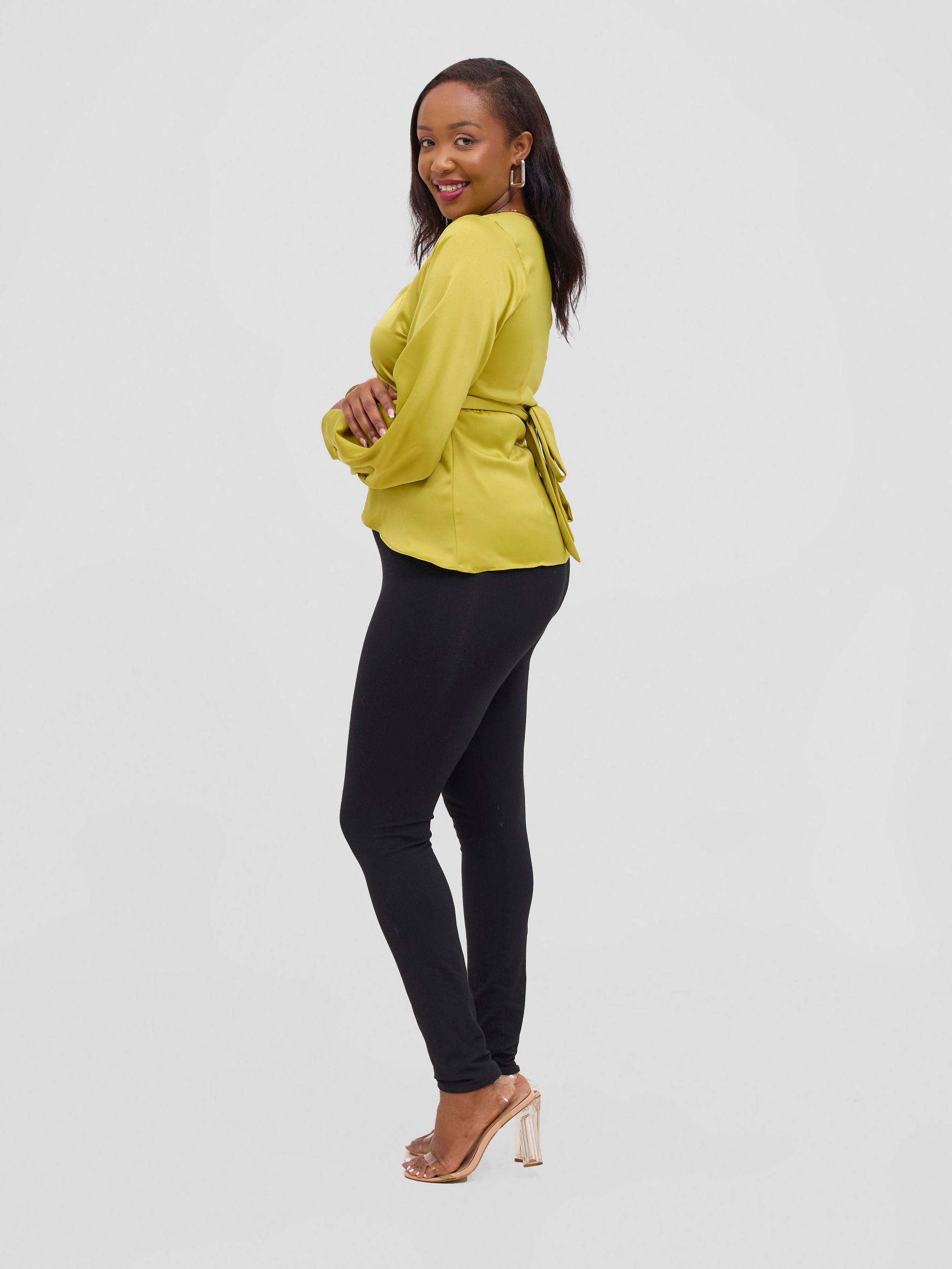 Vivo Merika Satin Wrap Top - Lime