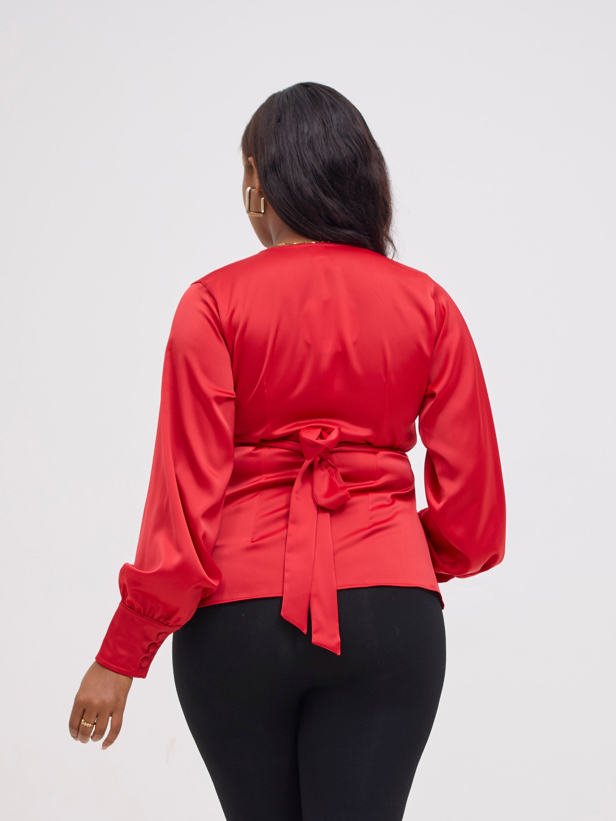 Vivo Merika Satin Wrap Top - Red