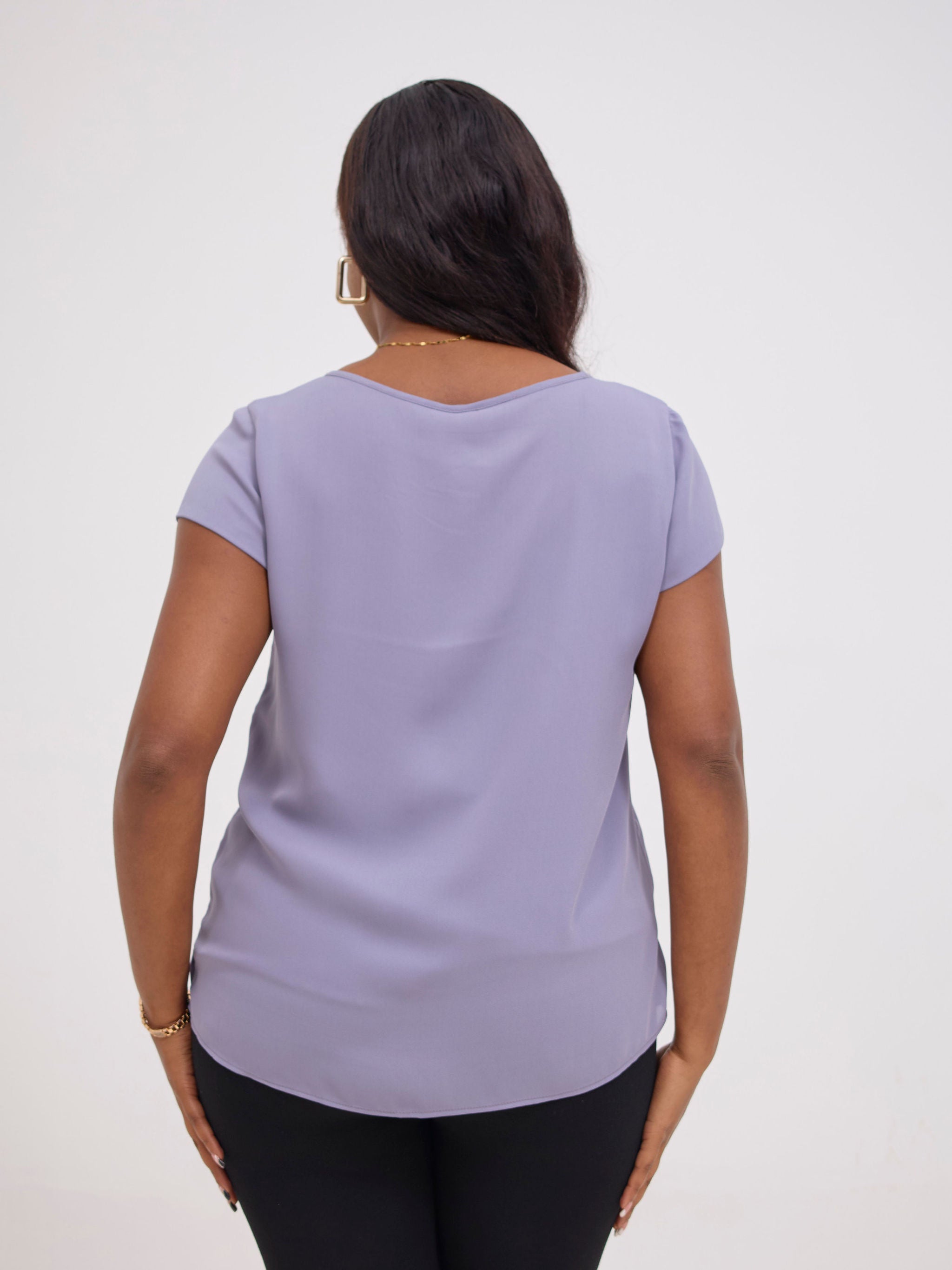 Vivo Basic Chiffon Cap Sleeve Top (Double Layered) - Lilac Lusture