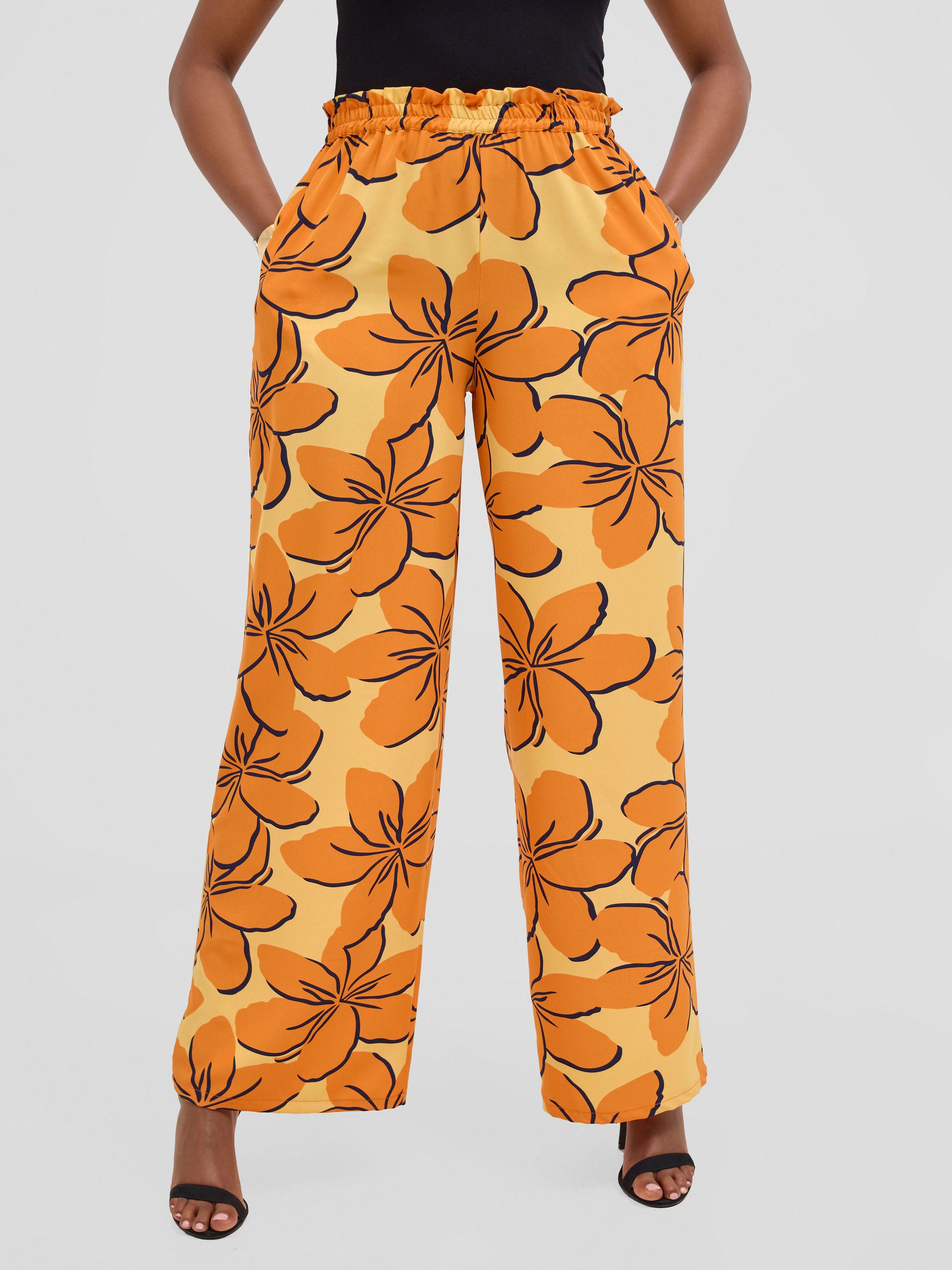 Vivo Sanali Wide Leg Pants - Orange / yellow Print
