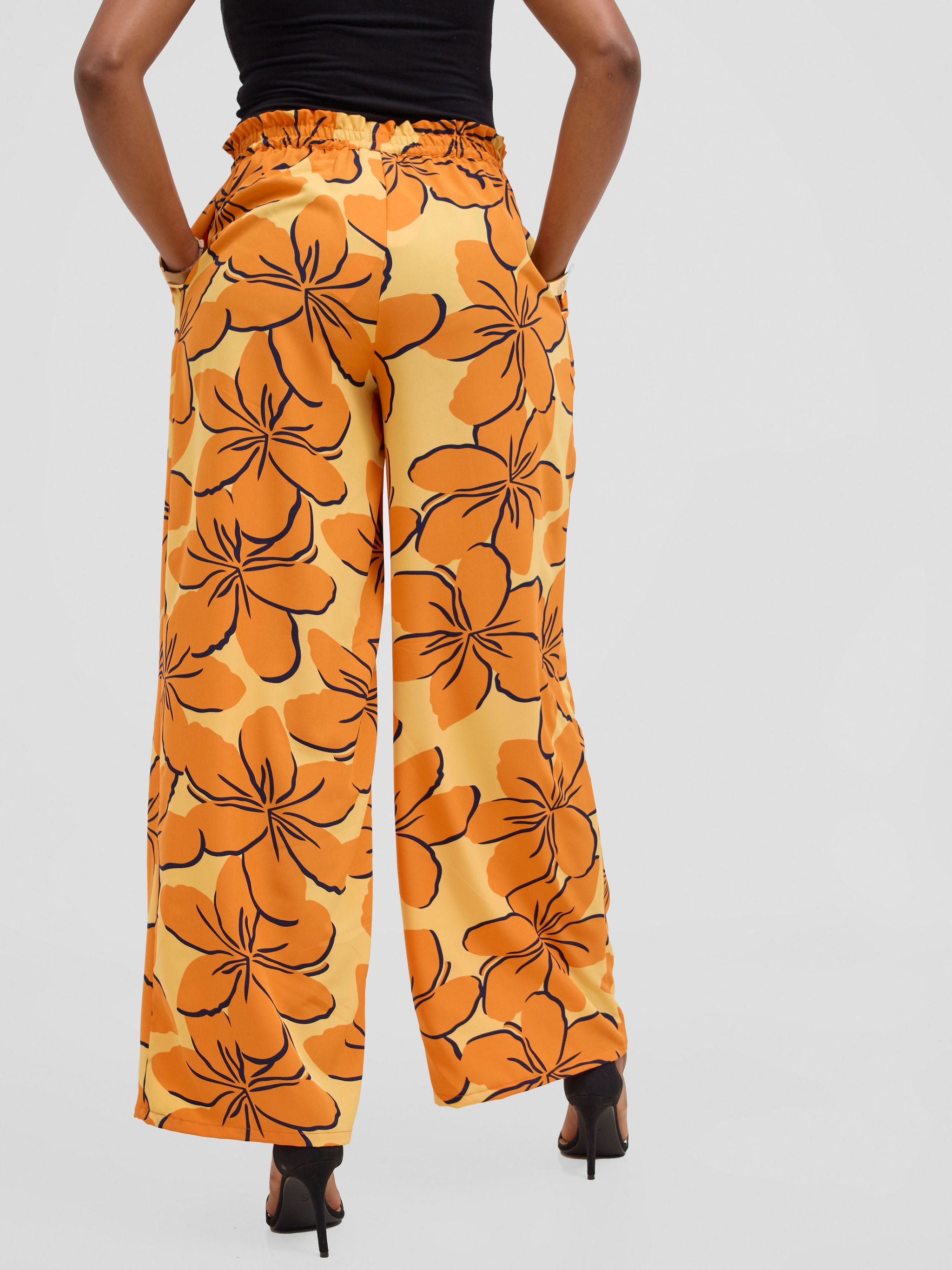 Vivo Sanali Wide Leg Pants - Orange / yellow Print