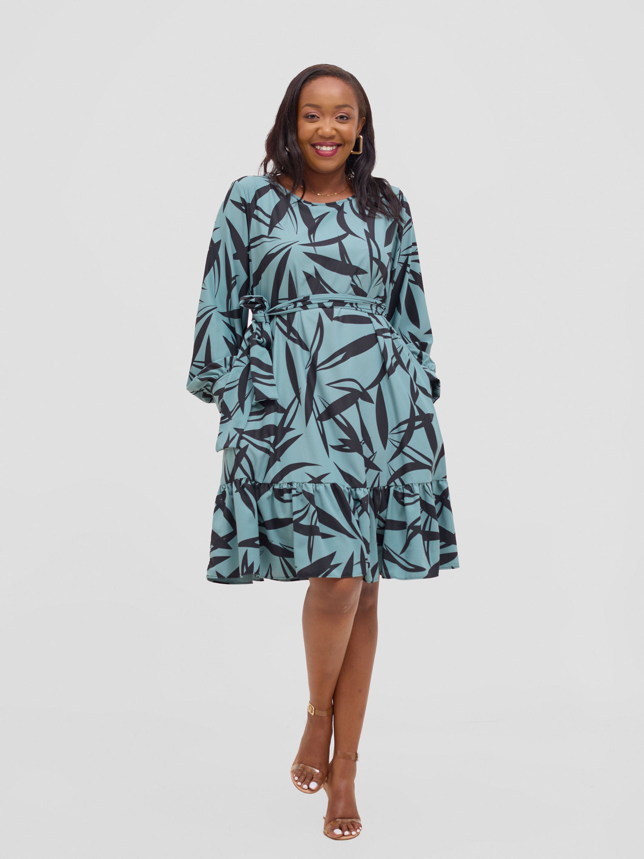 Vivo Serwa Tent Dress - Dusty Green / Black Wera Print | Vivo Fashion Group Kenya Vivo Serwa Tent Dress - Dusty Green / Black Wera Print | Vivo Fashion Group Kenya